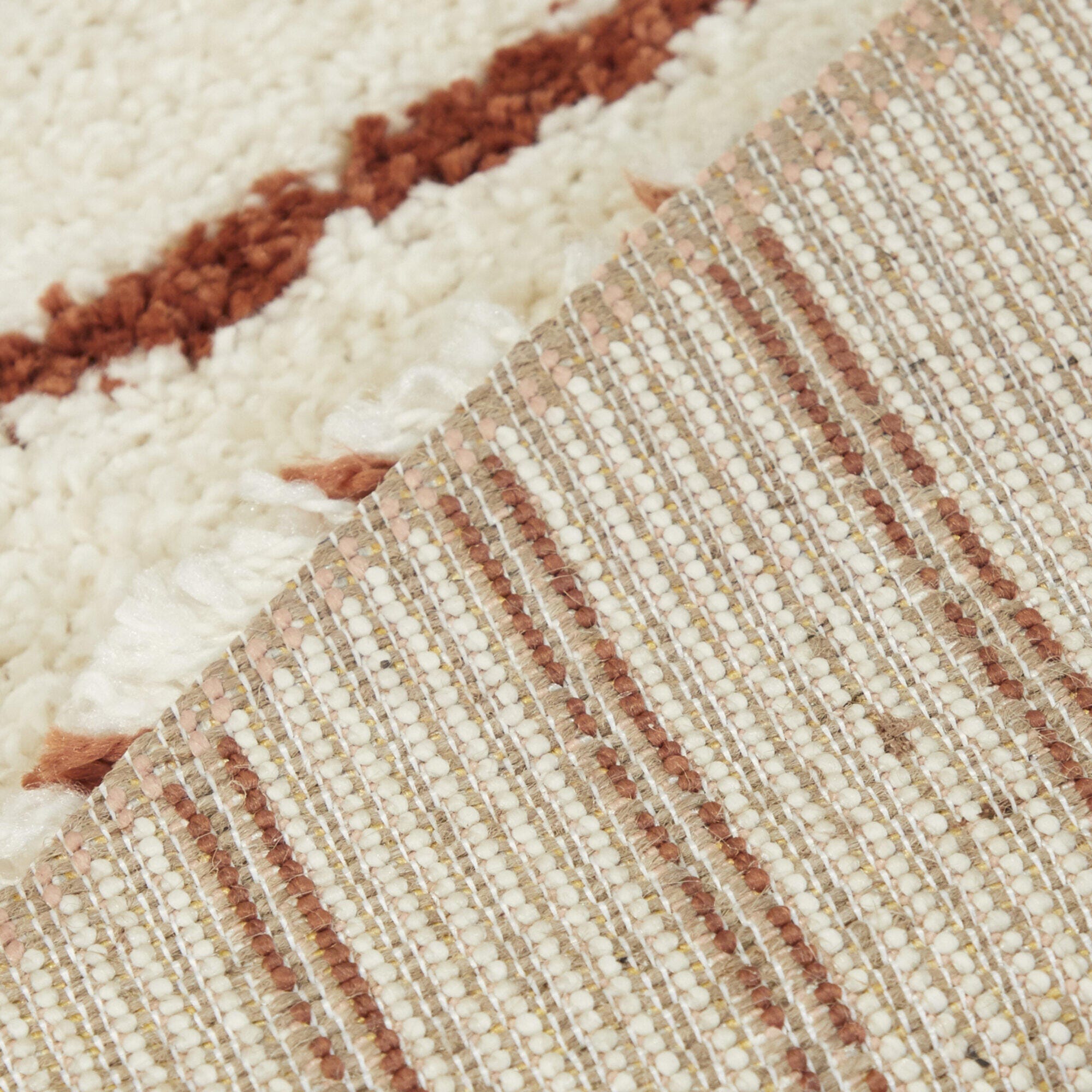 Balta Rupa Tibet / Modern Shag 2'2" x 7' Runner, White/Rust, large