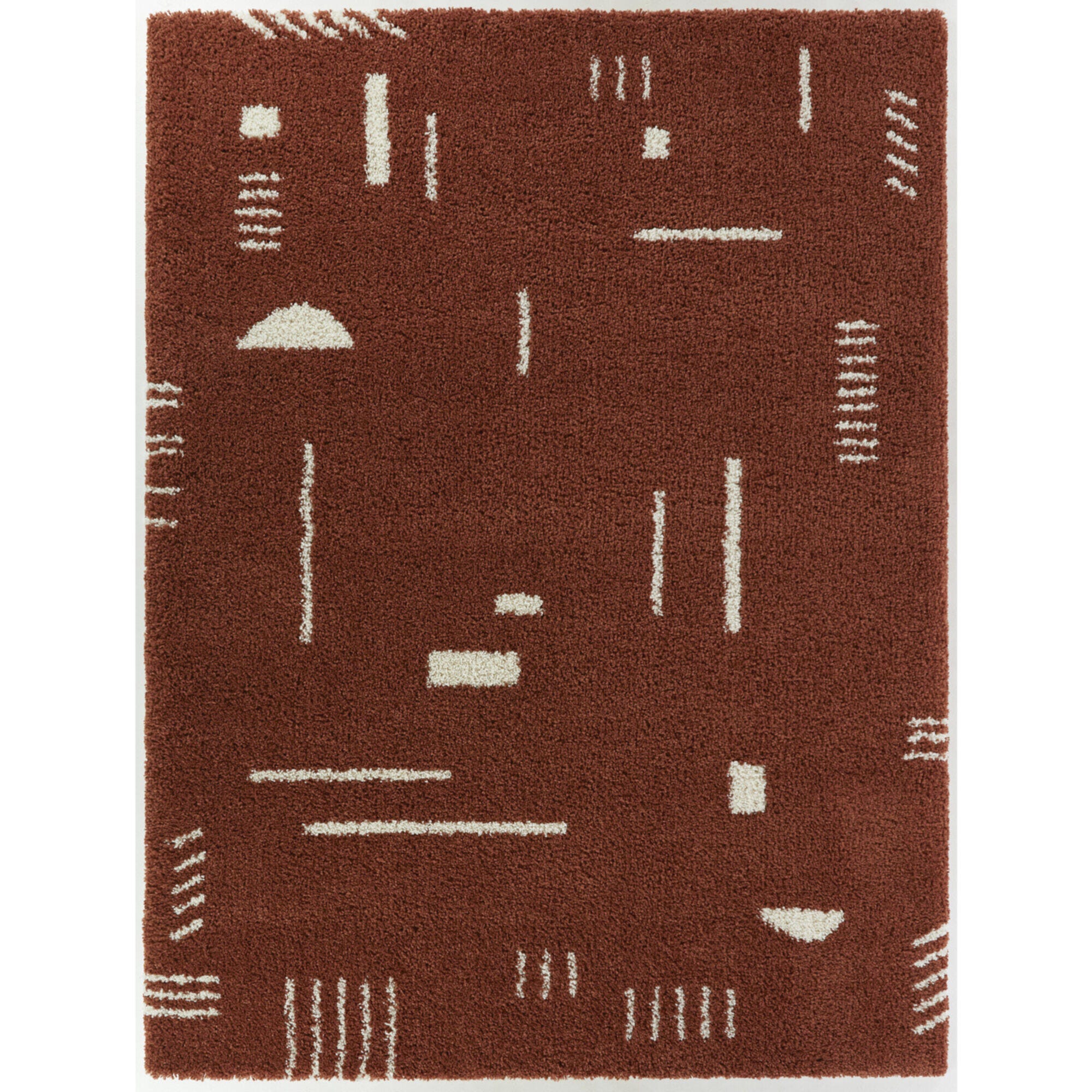 Balta Rupa Boho Moroccan Shag 4' 4" x 6' Runner Rug, Rust, large