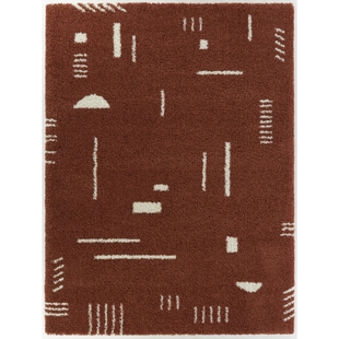 Balta Rupa Boho Moroccan Shag 4' 4" x 6' Runner Rug, Rust, large
