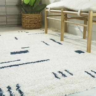 Balta Rupa Boho Moroccan Shag 4' 4" x 6' Runner Rug, Navy, rollover