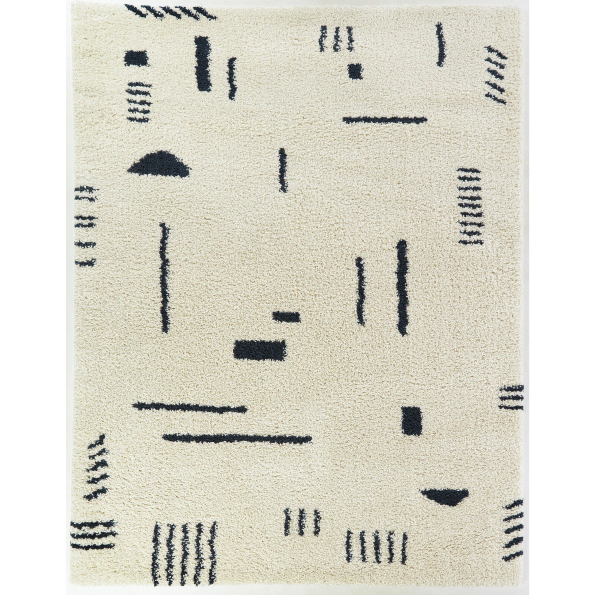 Balta Rupa Boho Moroccan Shag 4' 4" x 6' Runner Rug, Navy, large