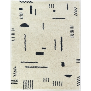 Balta Rupa Boho Moroccan Shag 4' 4" x 6' Runner Rug, Navy, large