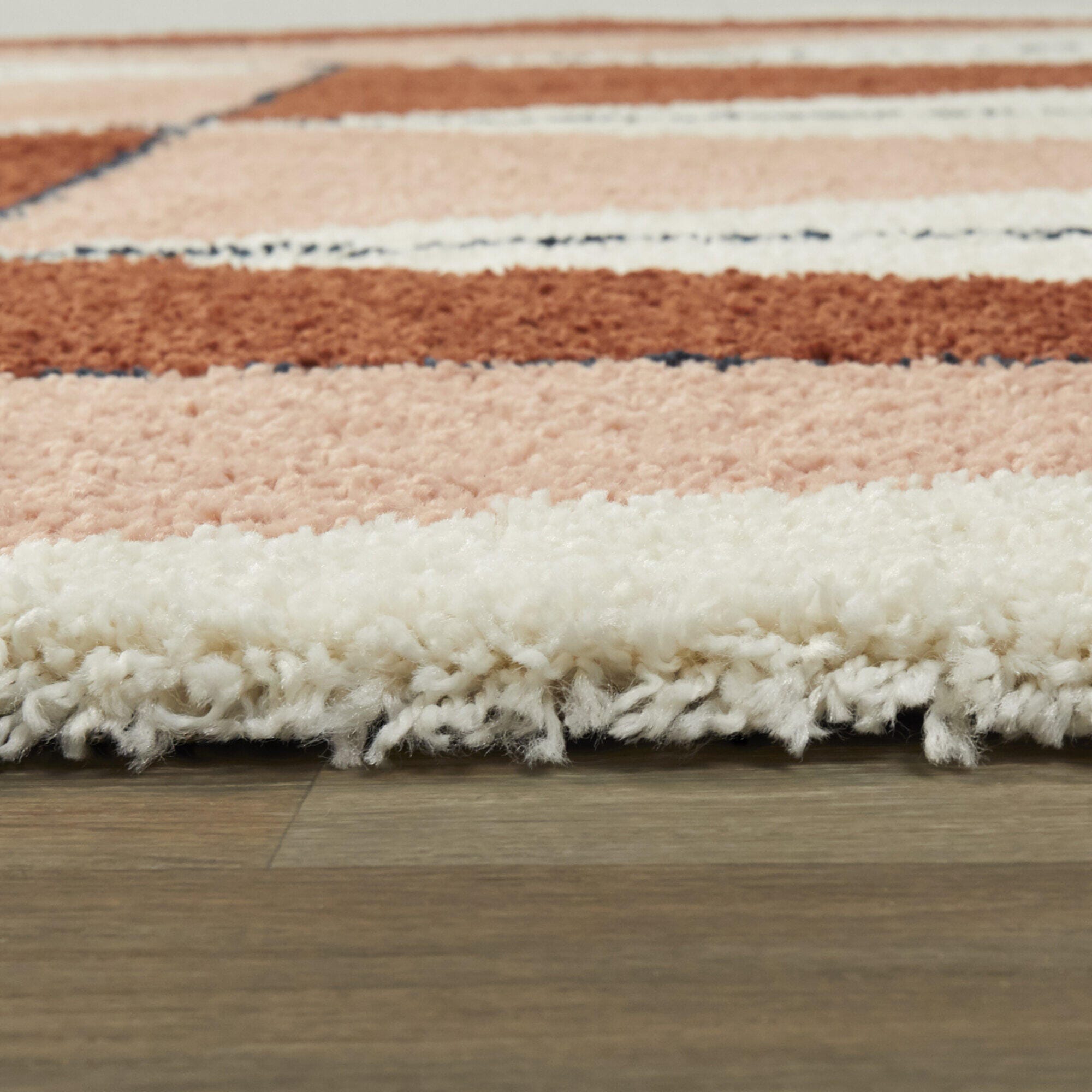 Balta Levine Modern Geometric Shag 2' 7" x 7' Runner Rug, Burnt Orange, large
