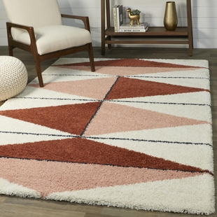 Balta Levine Modern Geometric Shag 5' 3" x 7' Area Rug, Burnt Orange, rollover