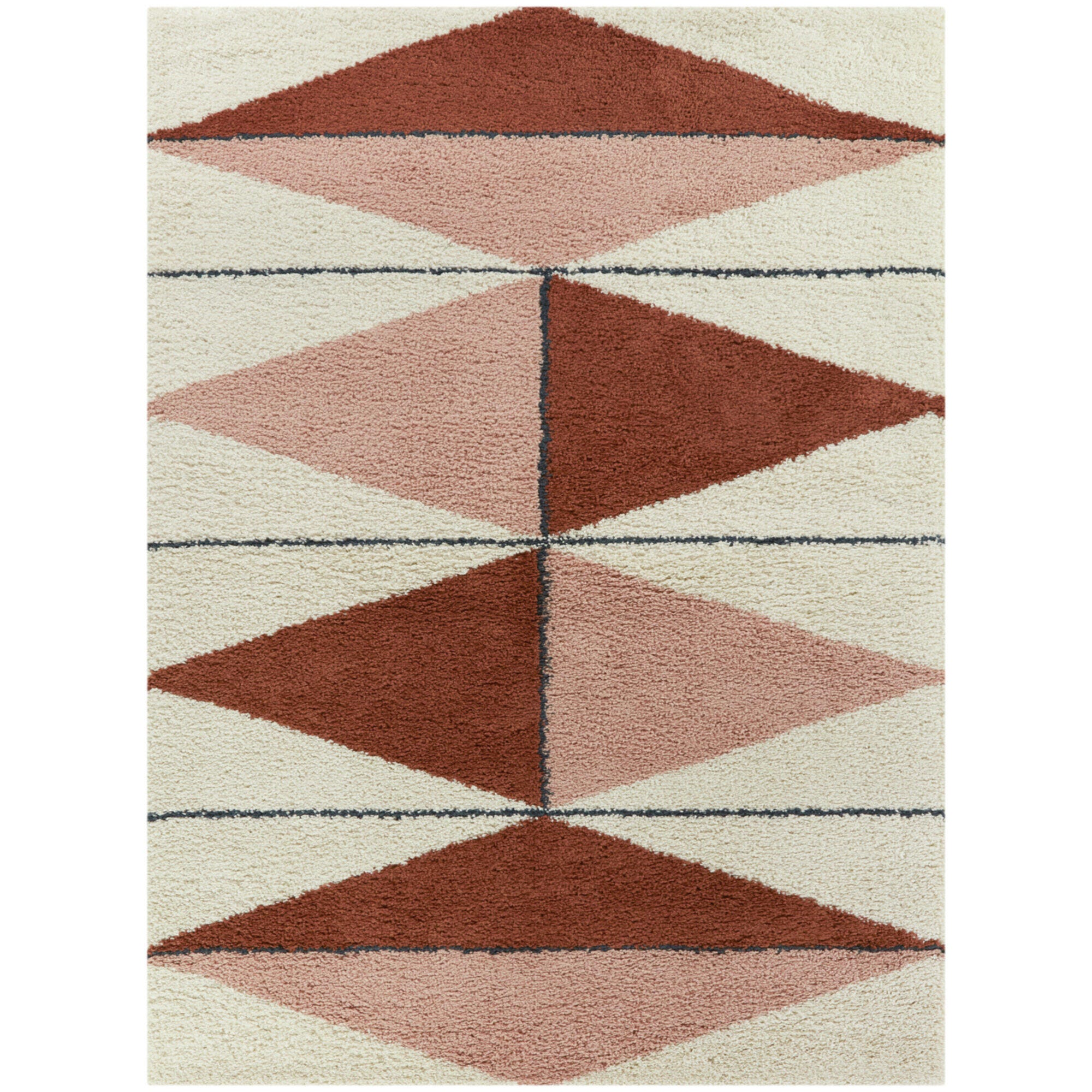 Balta Levine Modern Geometric Shag 5' 3" x 7' Area Rug, Burnt Orange, large