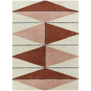 Balta Levine Modern Geometric Shag 5' 3" x 7' Area Rug, Burnt Orange, large