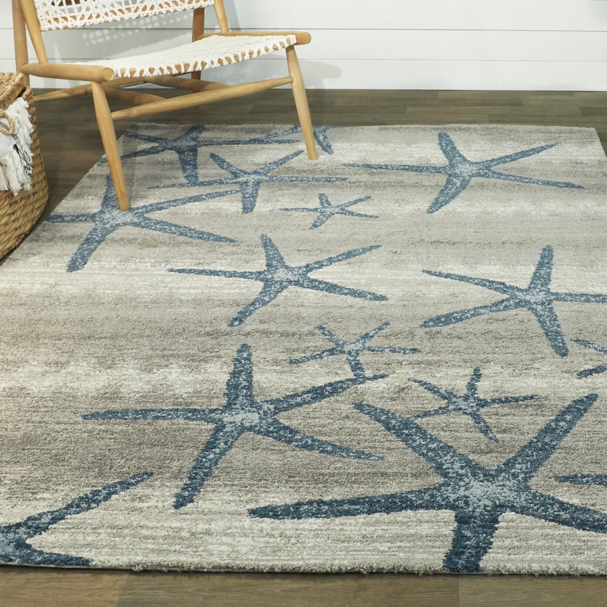 Balta Martin Coastal Starfish 2' 7" x 7' Runner Rug, Gray, rollover