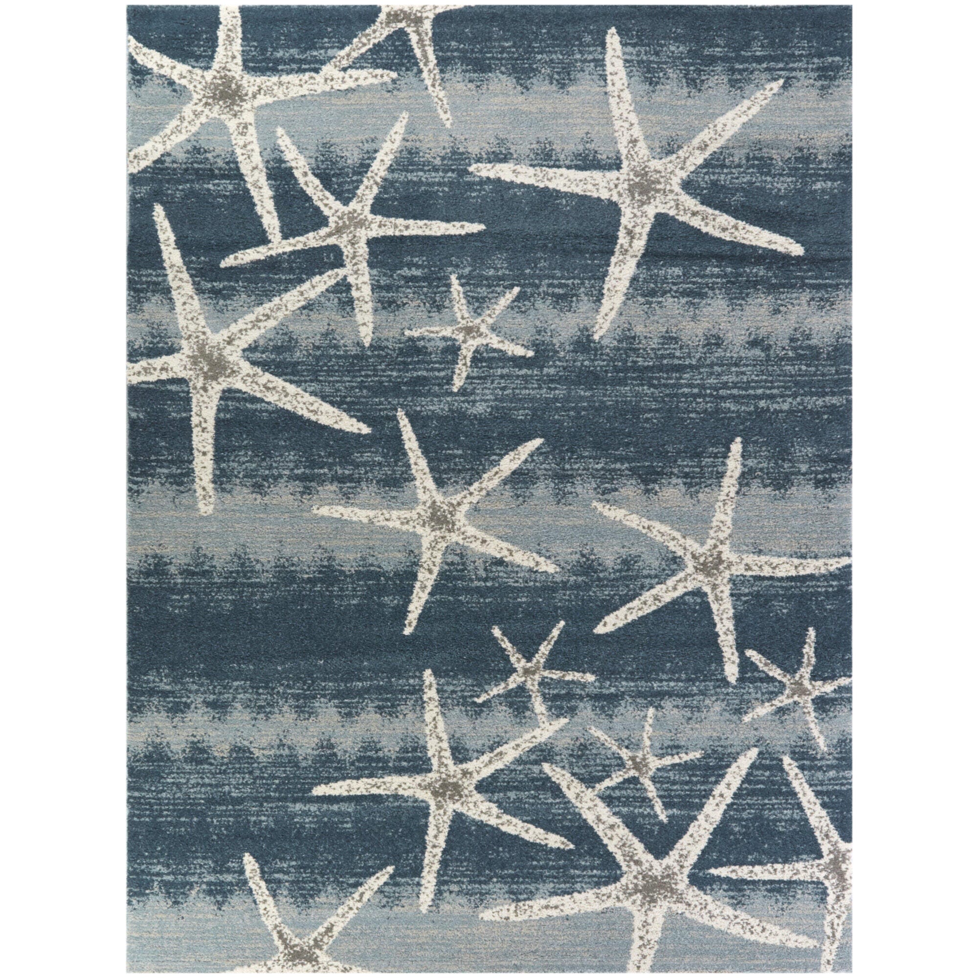 Balta Martin Coastal Starfish 4' 4" x 6' Runner Rug, Blue, large