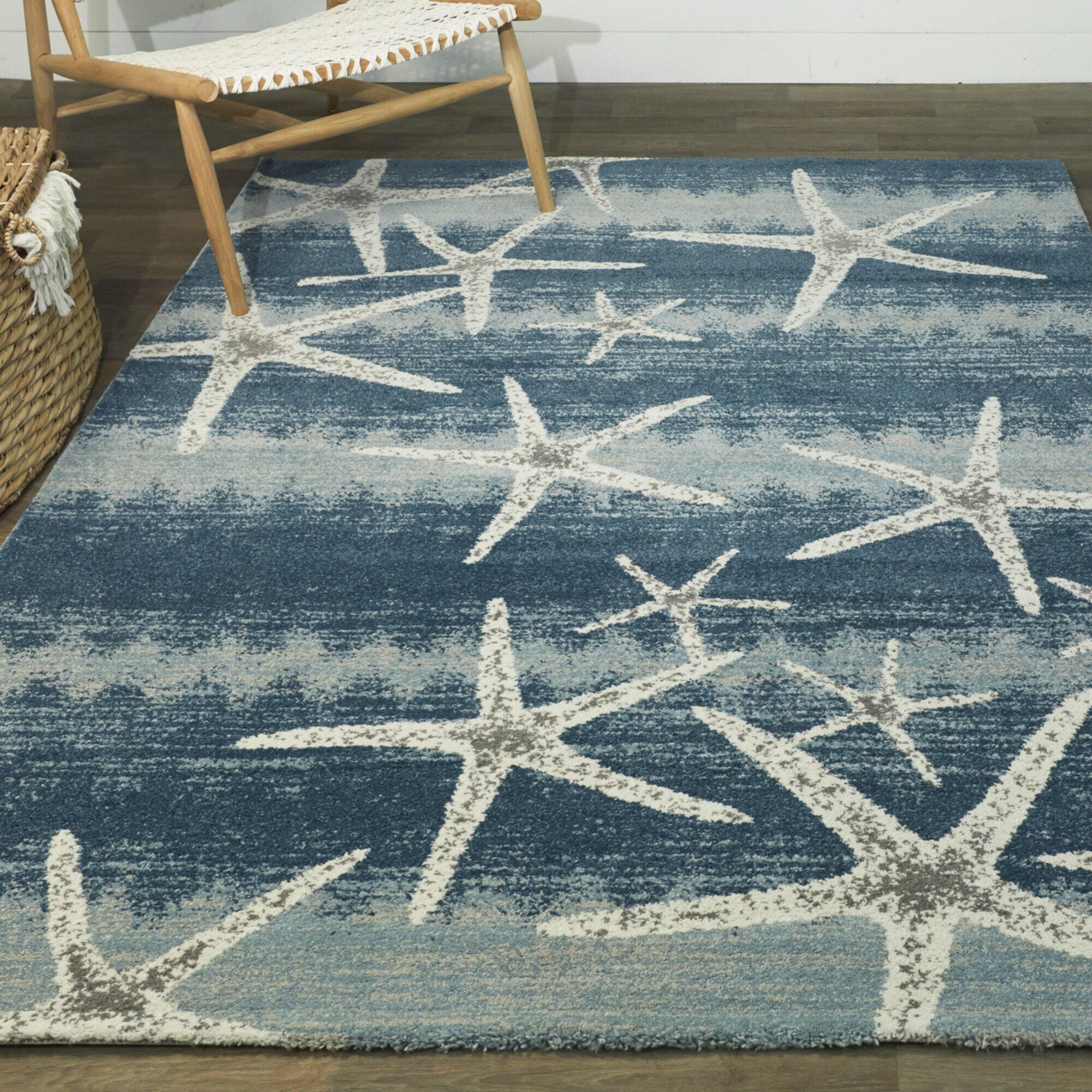 Balta Martin Coastal Starfish 5' 3" x 7' Area Rug, Blue, large