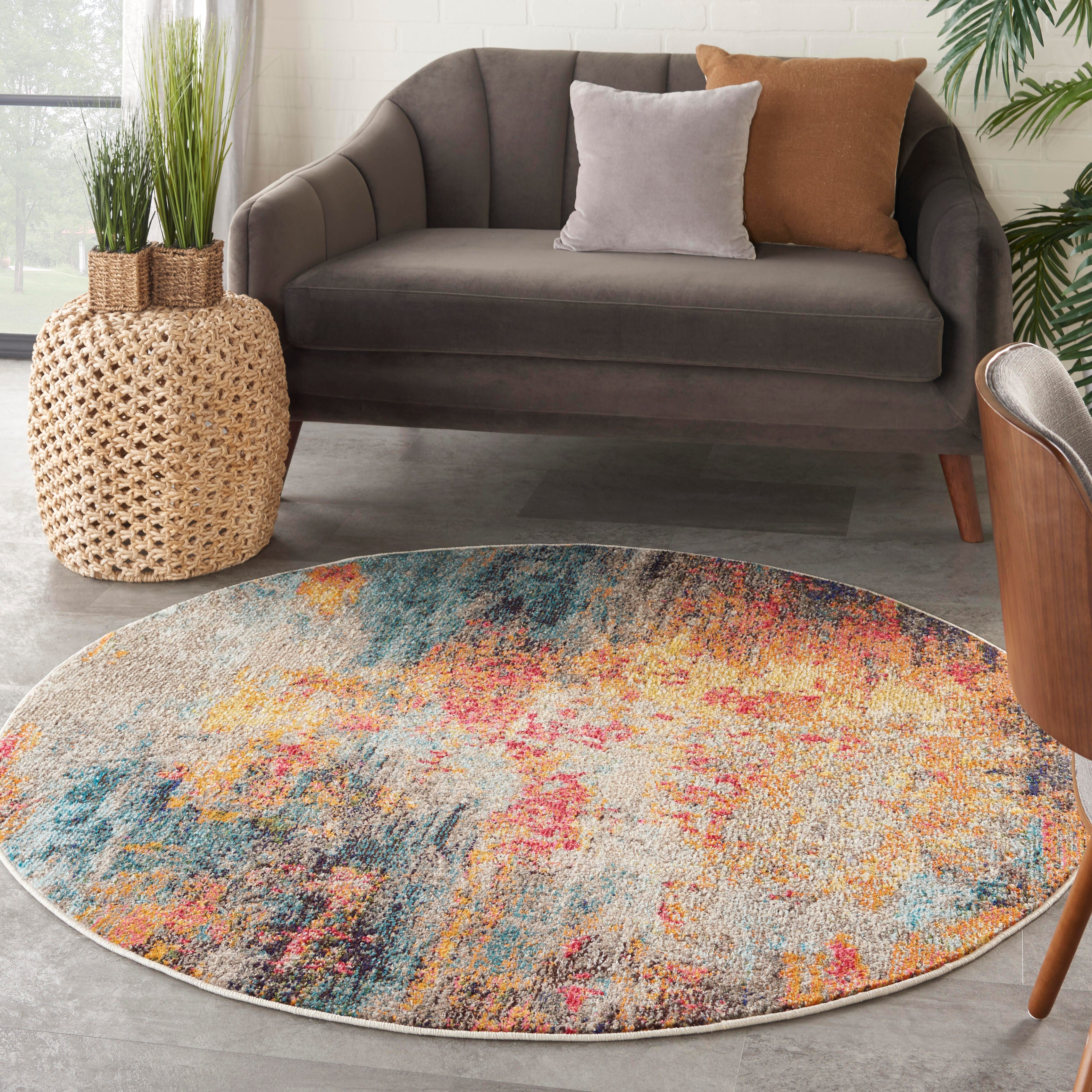 Nourison Nourison Celestial 5'3" x round Multicolor Modern Indoor Rug, Multi, rollover