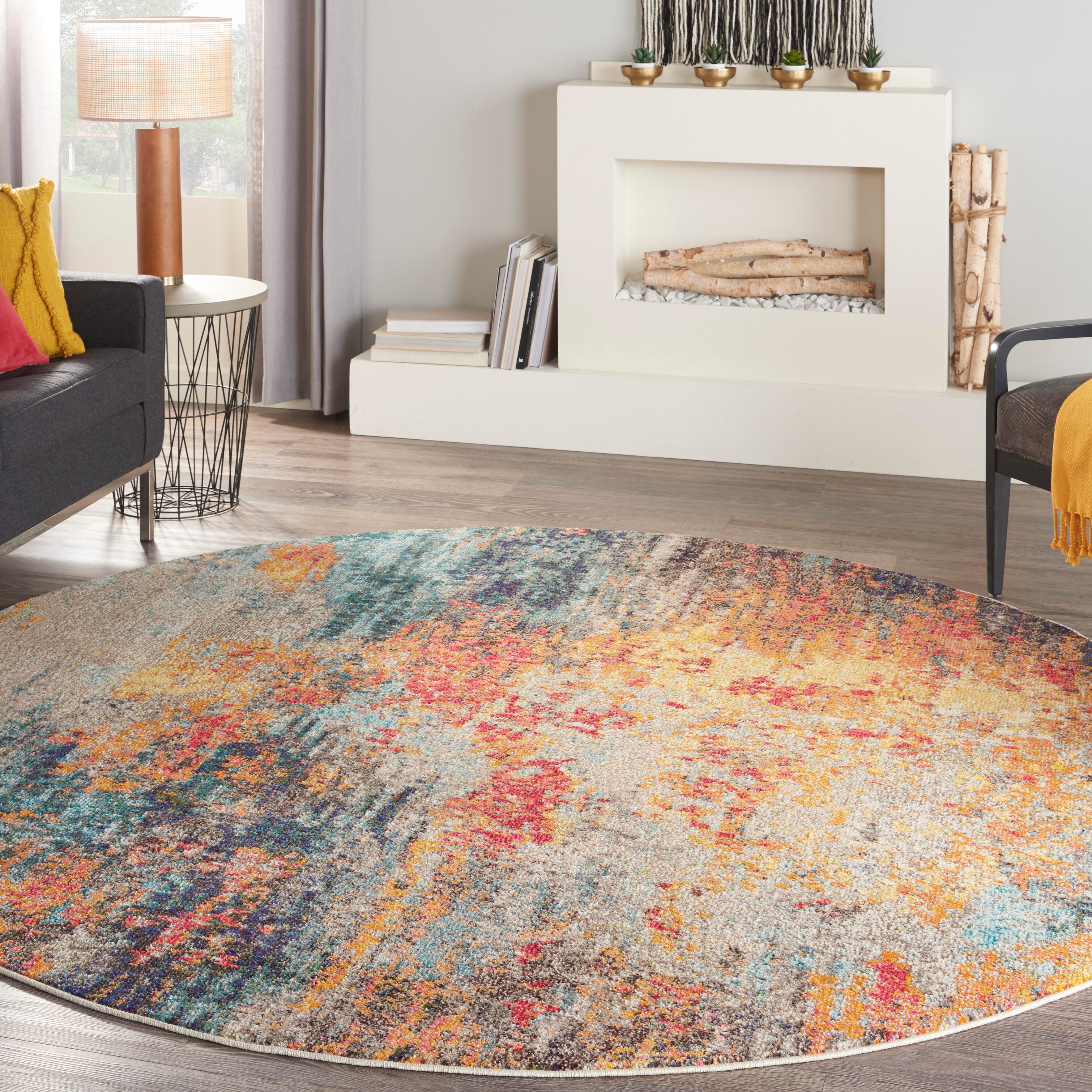 Nourison Nourison Celestial 7'10" x round Multicolor Modern Indoor Rug, Multi, rollover