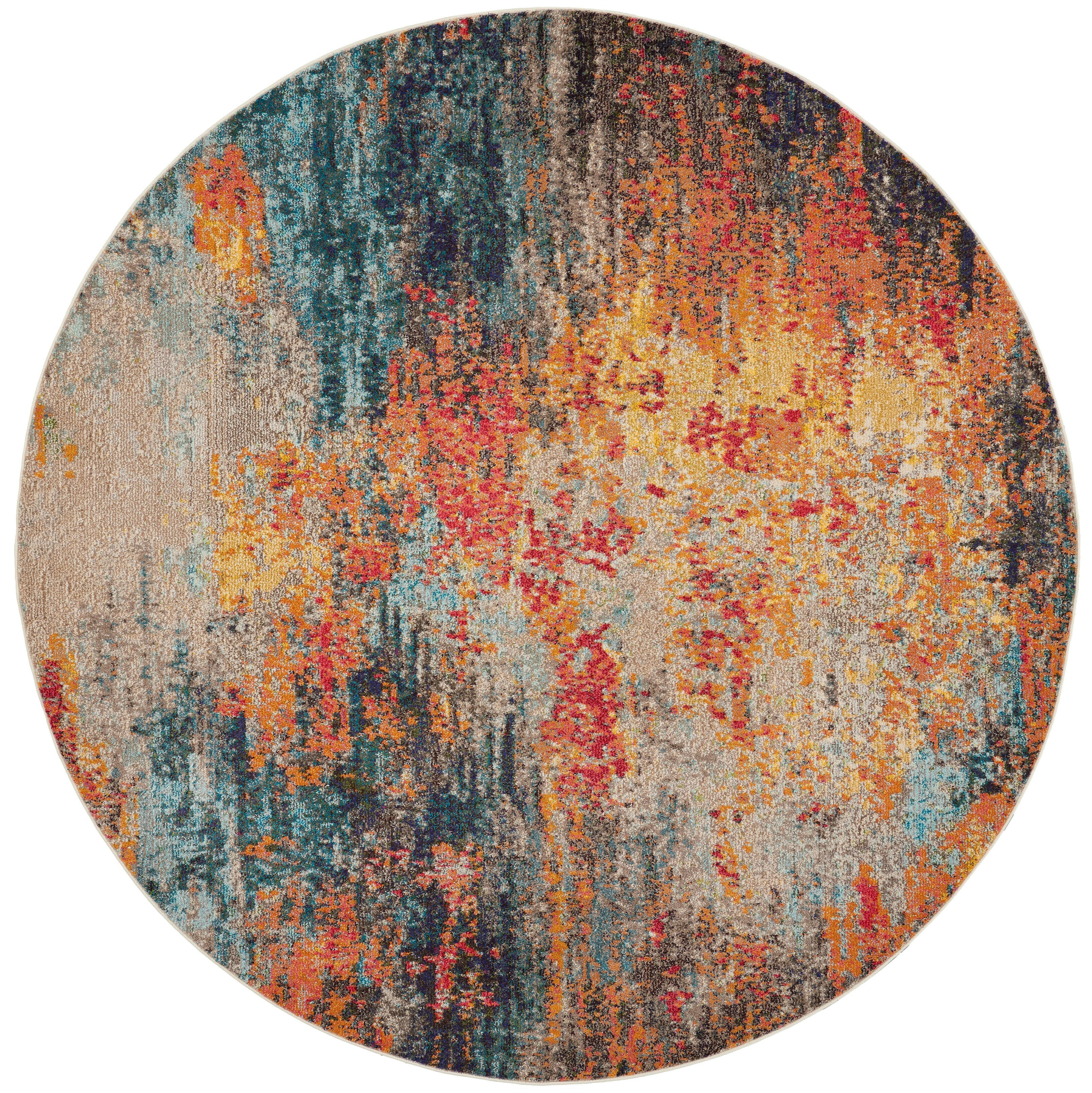 Nourison Nourison Celestial 7'10" x round Multicolor Modern Indoor Rug, Multi, large