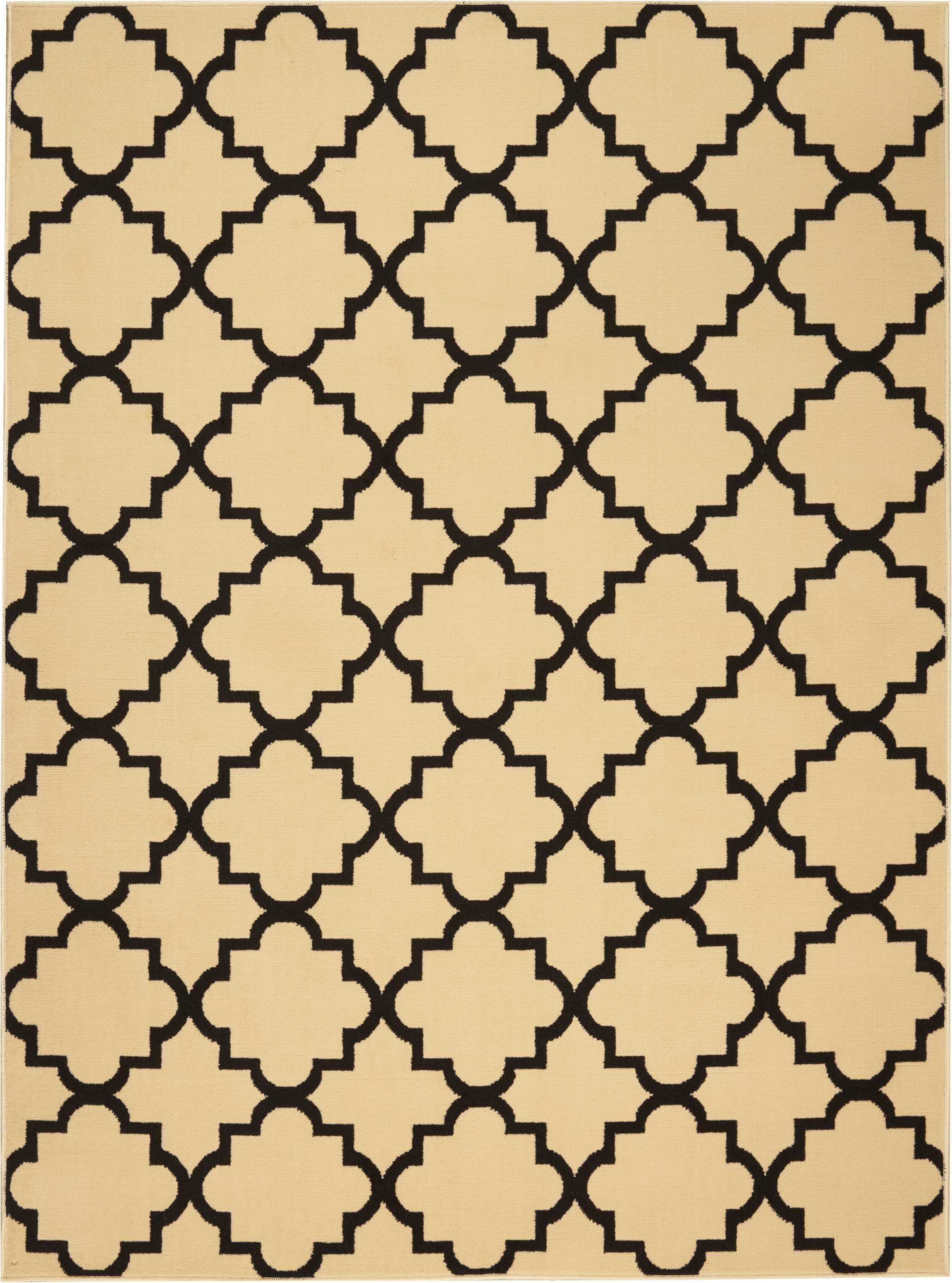 Nourison Nourison Grafix 5'3" x 7'3" Cream/Black Moroccan Indoor Rug, Cream/Black, large