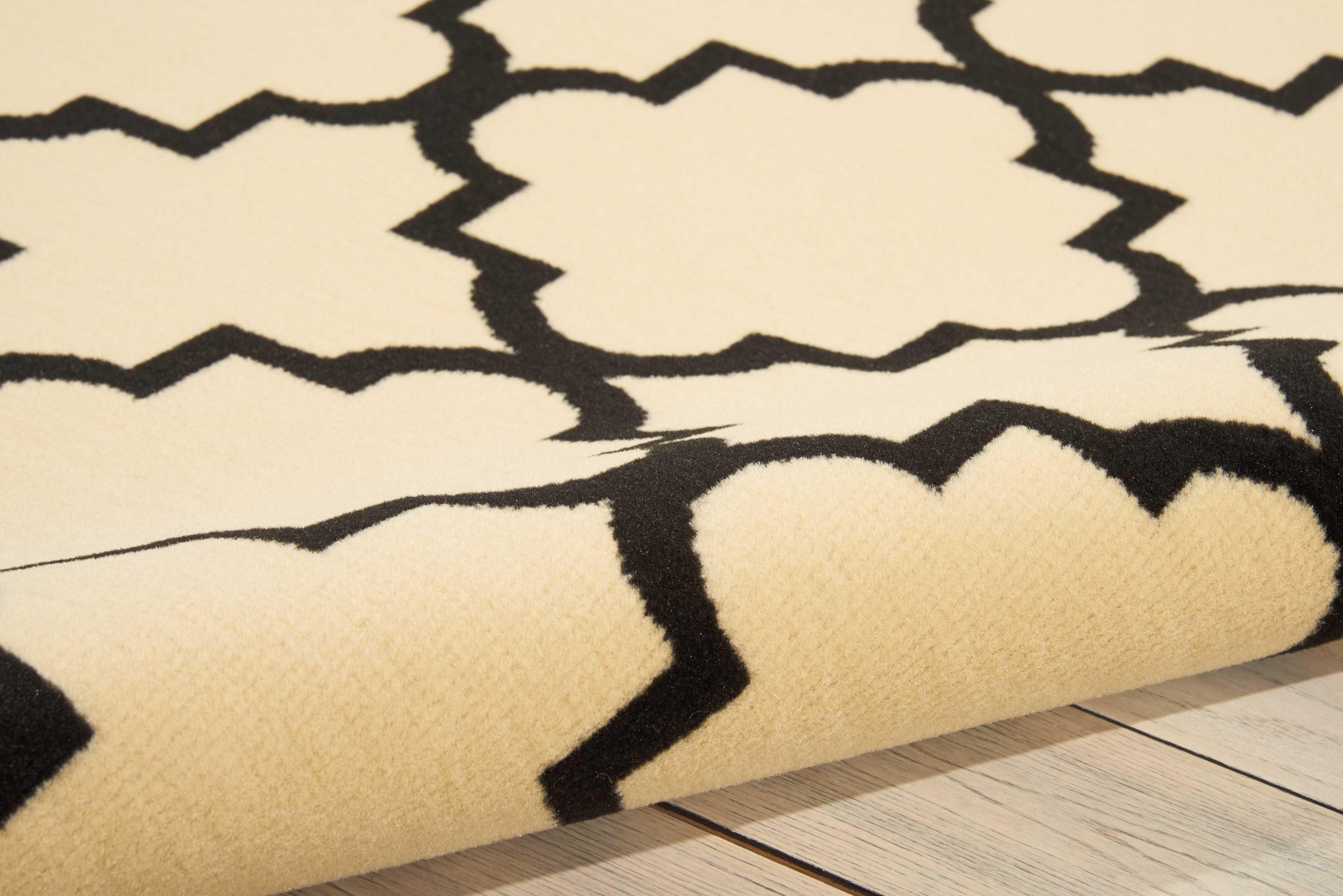 Nourison Nourison Grafix 5'3" x 7'3" Cream/Black Moroccan Indoor Rug, Cream/Black, large
