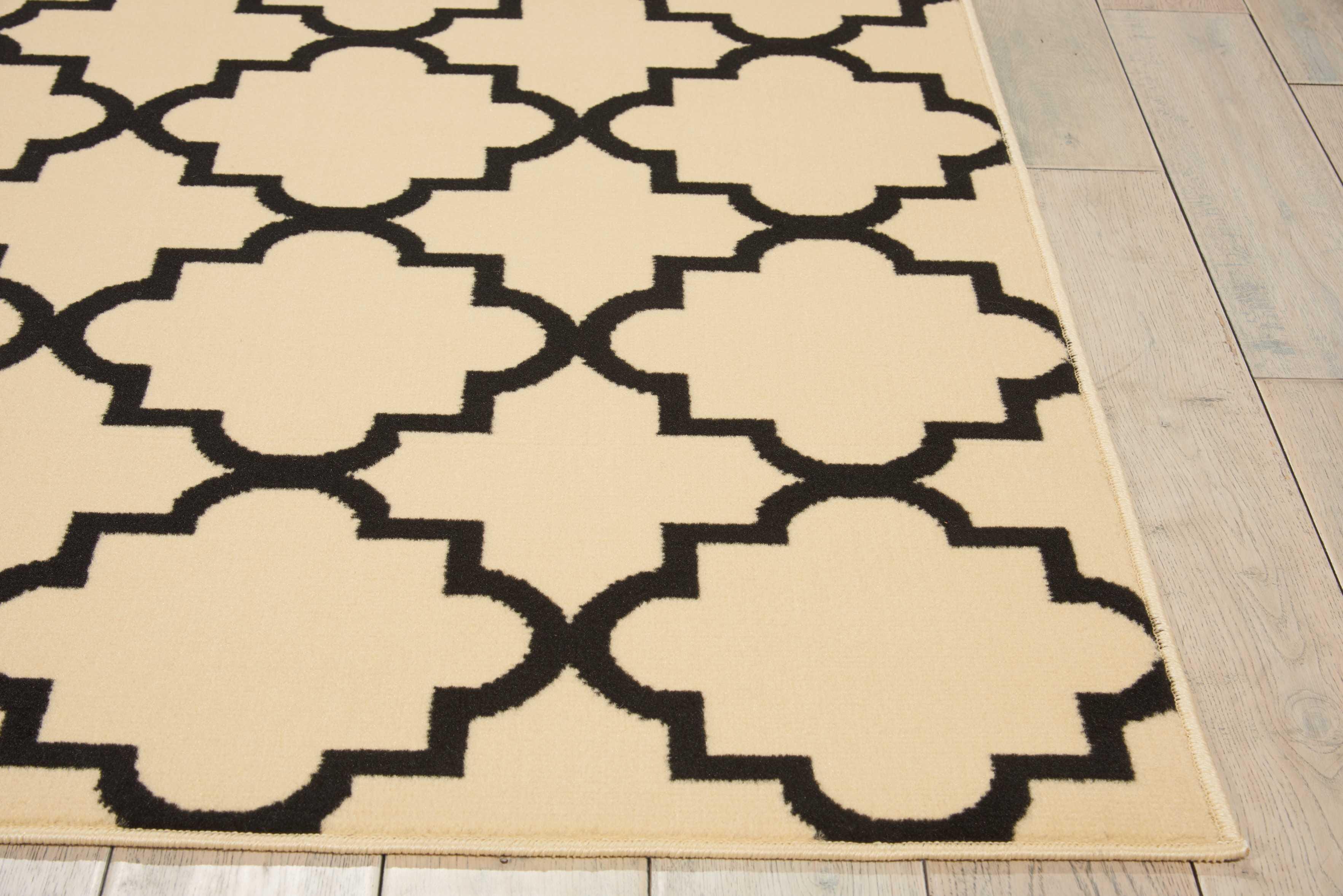 Nourison Nourison Grafix 5'3" x 7'3" Cream/Black Moroccan Indoor Rug, Cream/Black, large