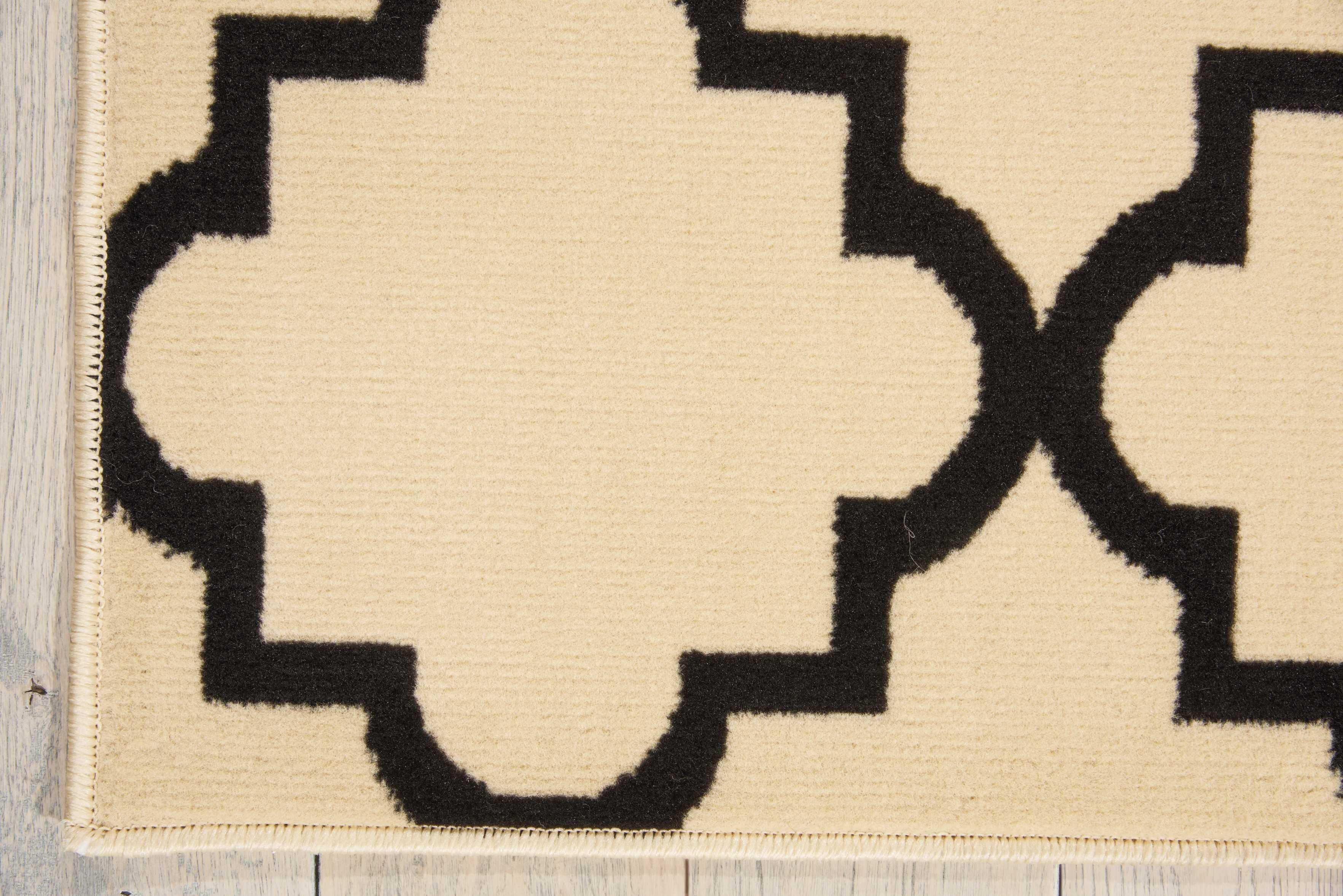 Nourison Nourison Grafix 5'3" x 7'3" Cream/Black Moroccan Indoor Rug, Cream/Black, large