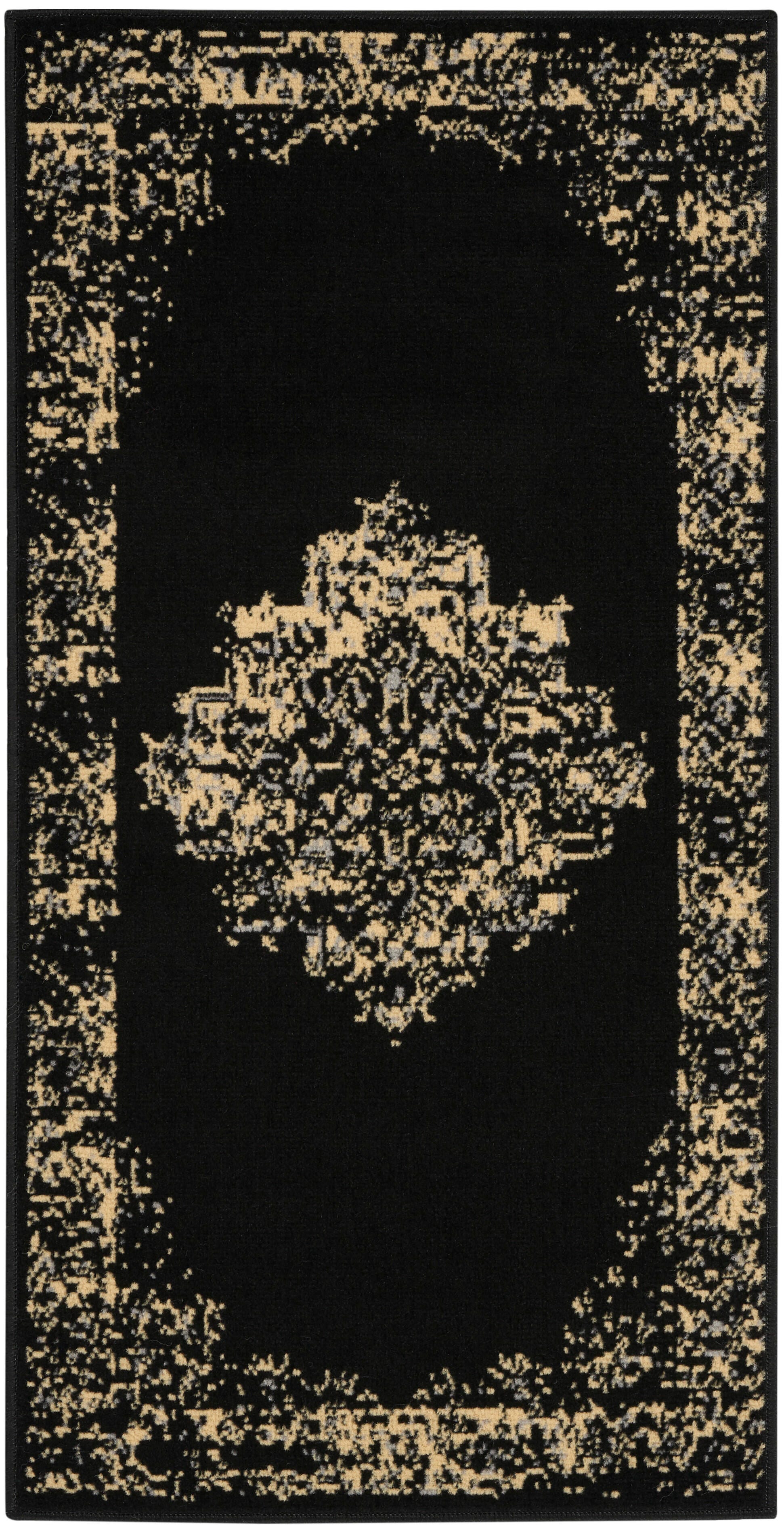 Nourison Home Nourison Grafix 2' x 4' Black Vintage Indoor Rug, Black, large