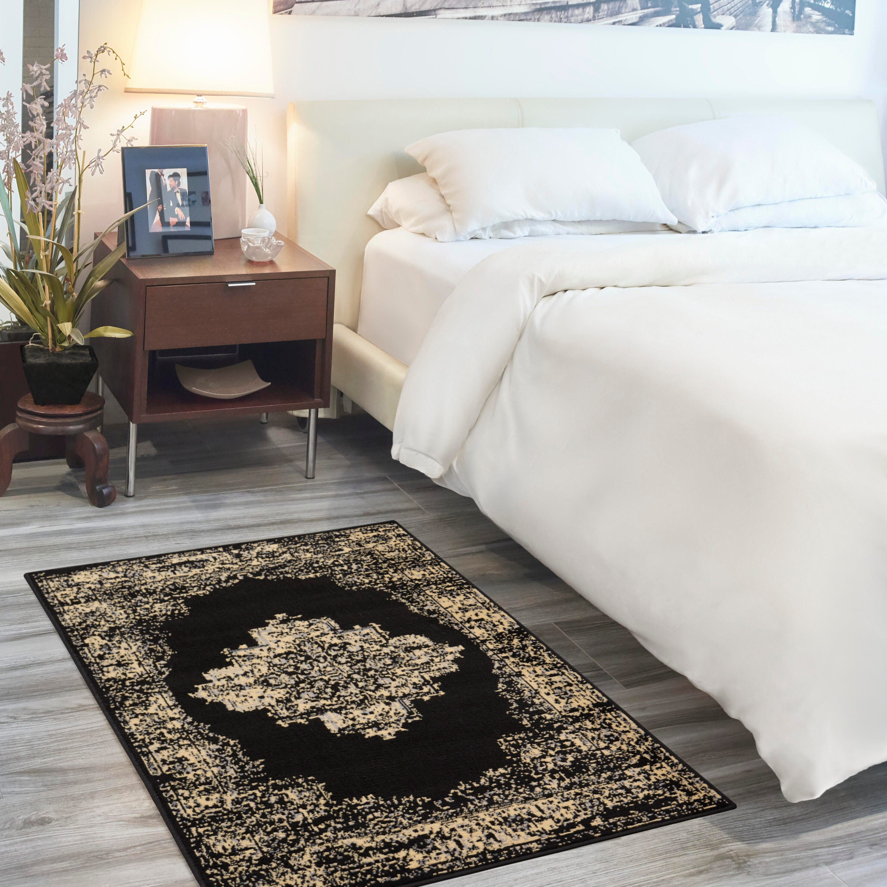 Nourison Home Nourison Grafix 3' x 5' Black Vintage Indoor Rug, Black, rollover