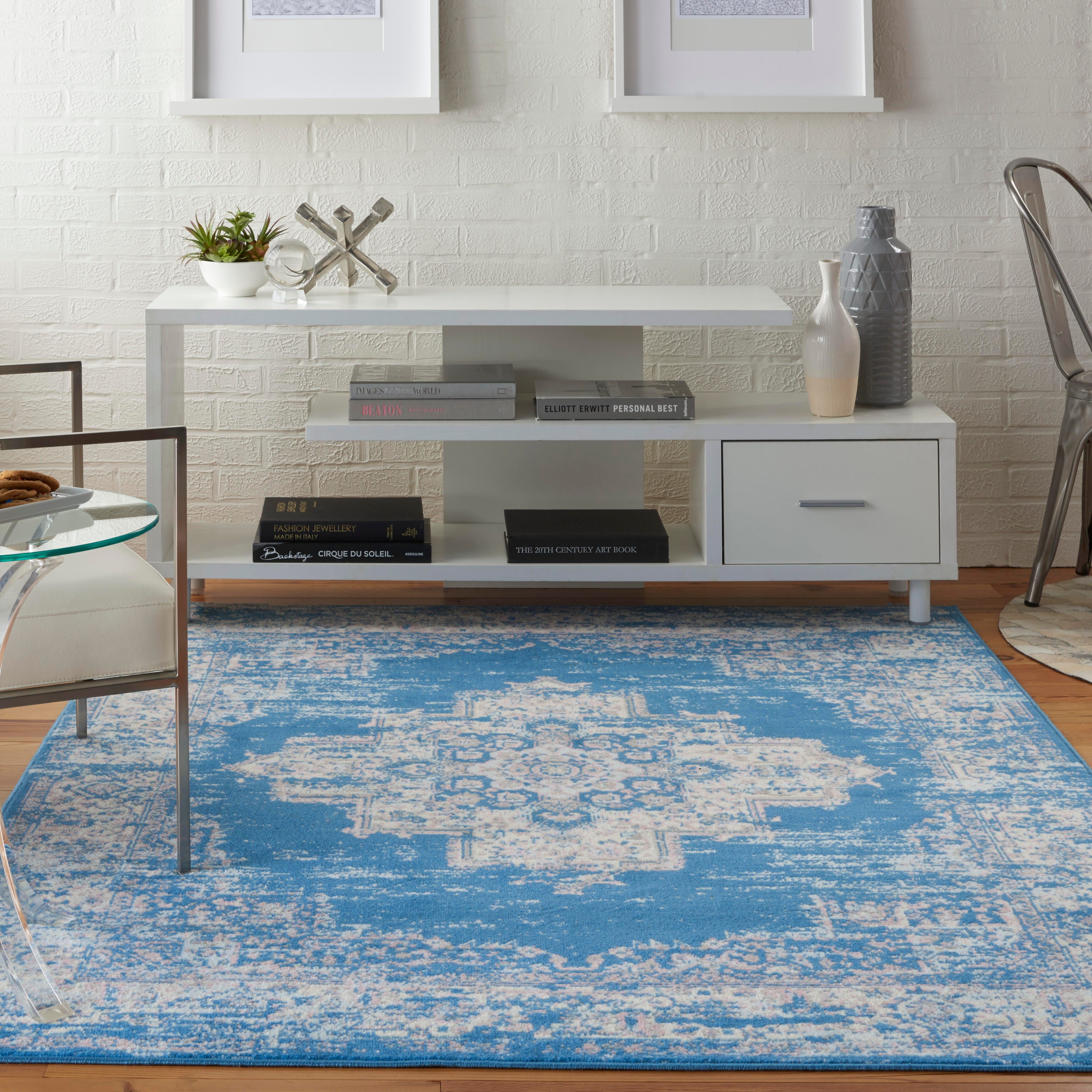 Nourison Home Nourison Grafix 6' x 9' Blue Vintage Indoor Rug, Blue, rollover