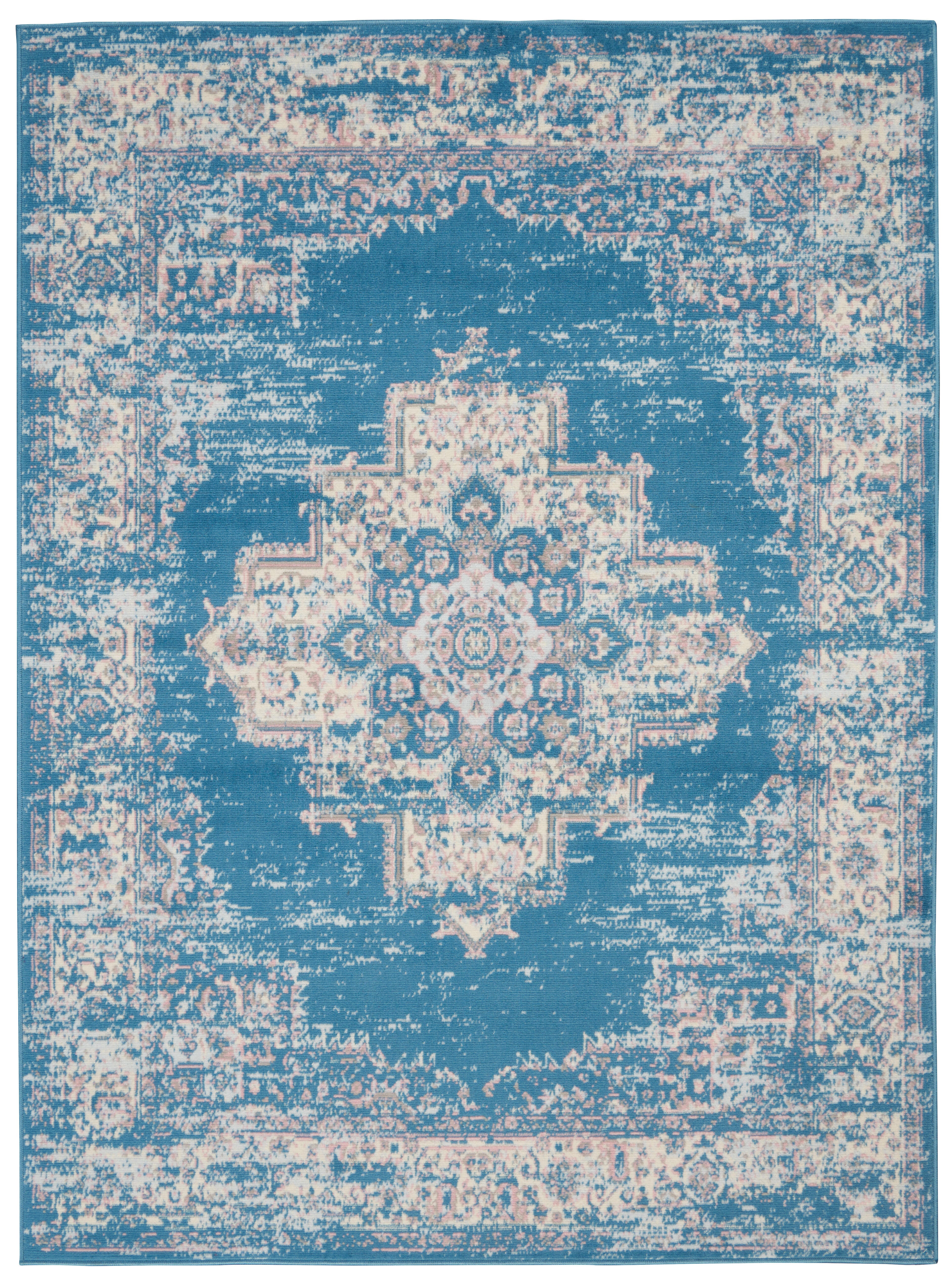 Nourison Home Nourison Grafix 6' x 9' Blue Vintage Indoor Rug, Blue, large