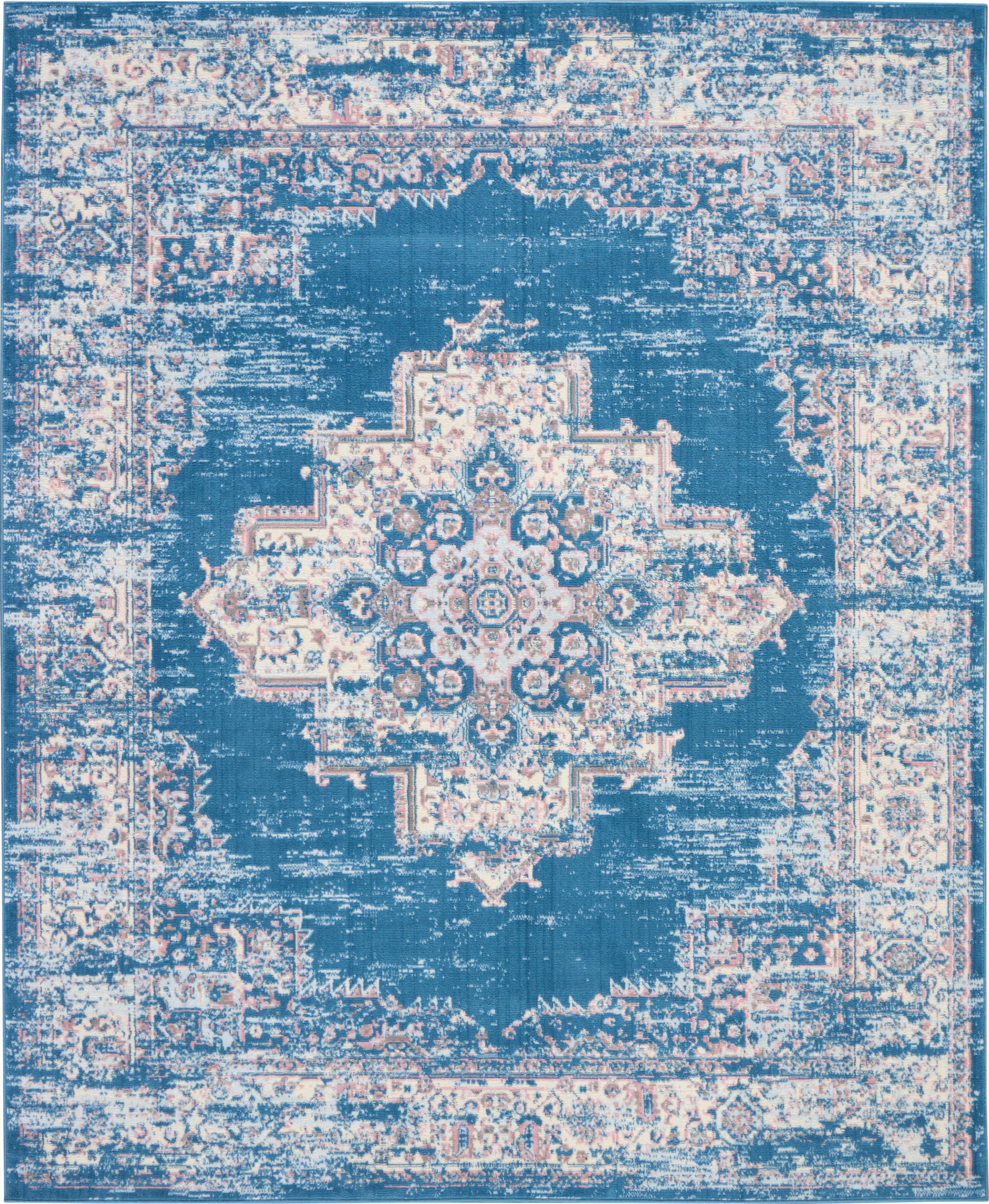 Nourison Home Nourison Grafix 7' x 10' Blue Vintage Indoor Rug, Blue, large
