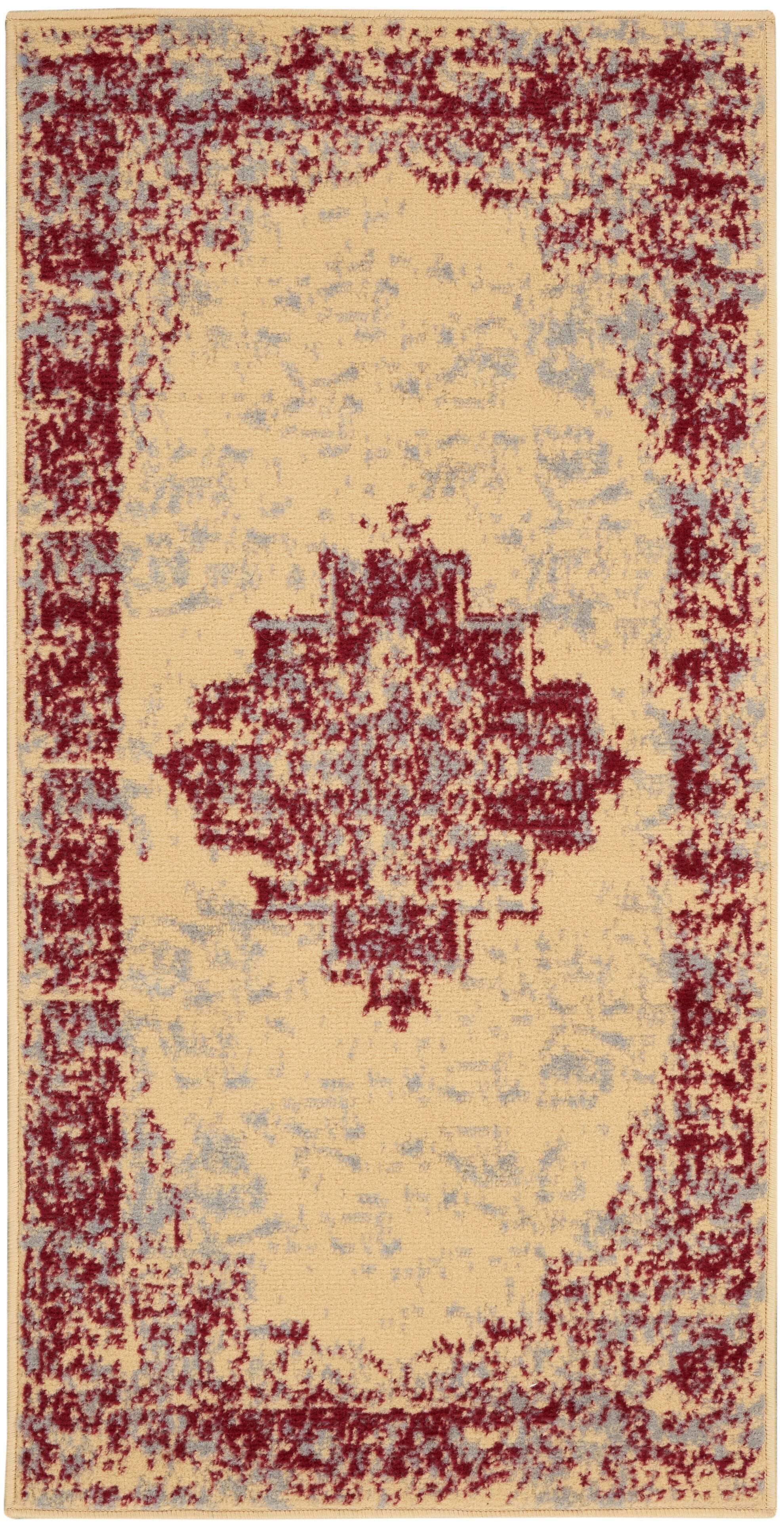 Nourison Home Nourison Grafix 2' x 4' Cream/Red Vintage Indoor Rug, Cream/Red, large