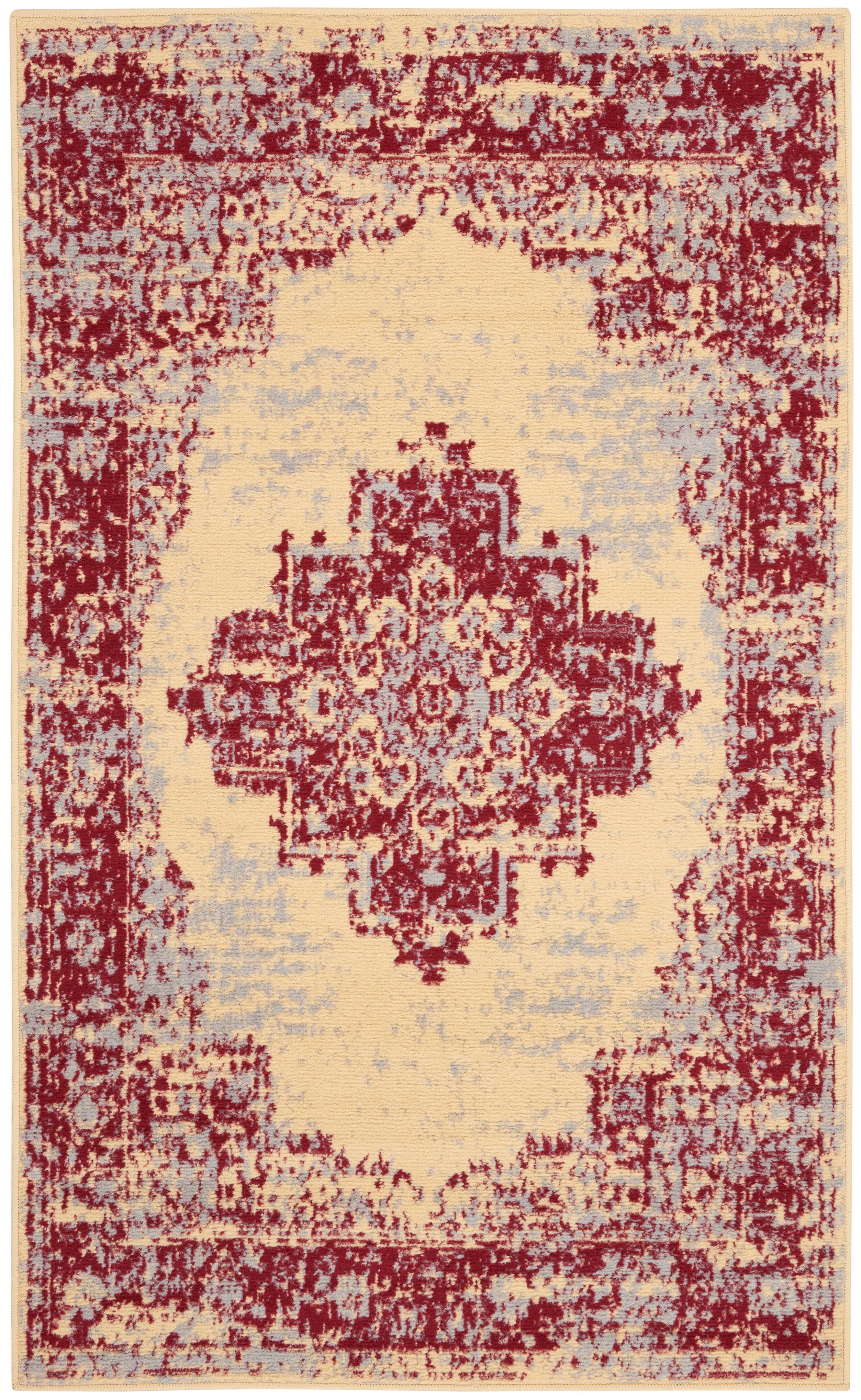Nourison Home Nourison Grafix 3' x 5' Cream/Red Vintage Indoor Rug, Cream/Red, large