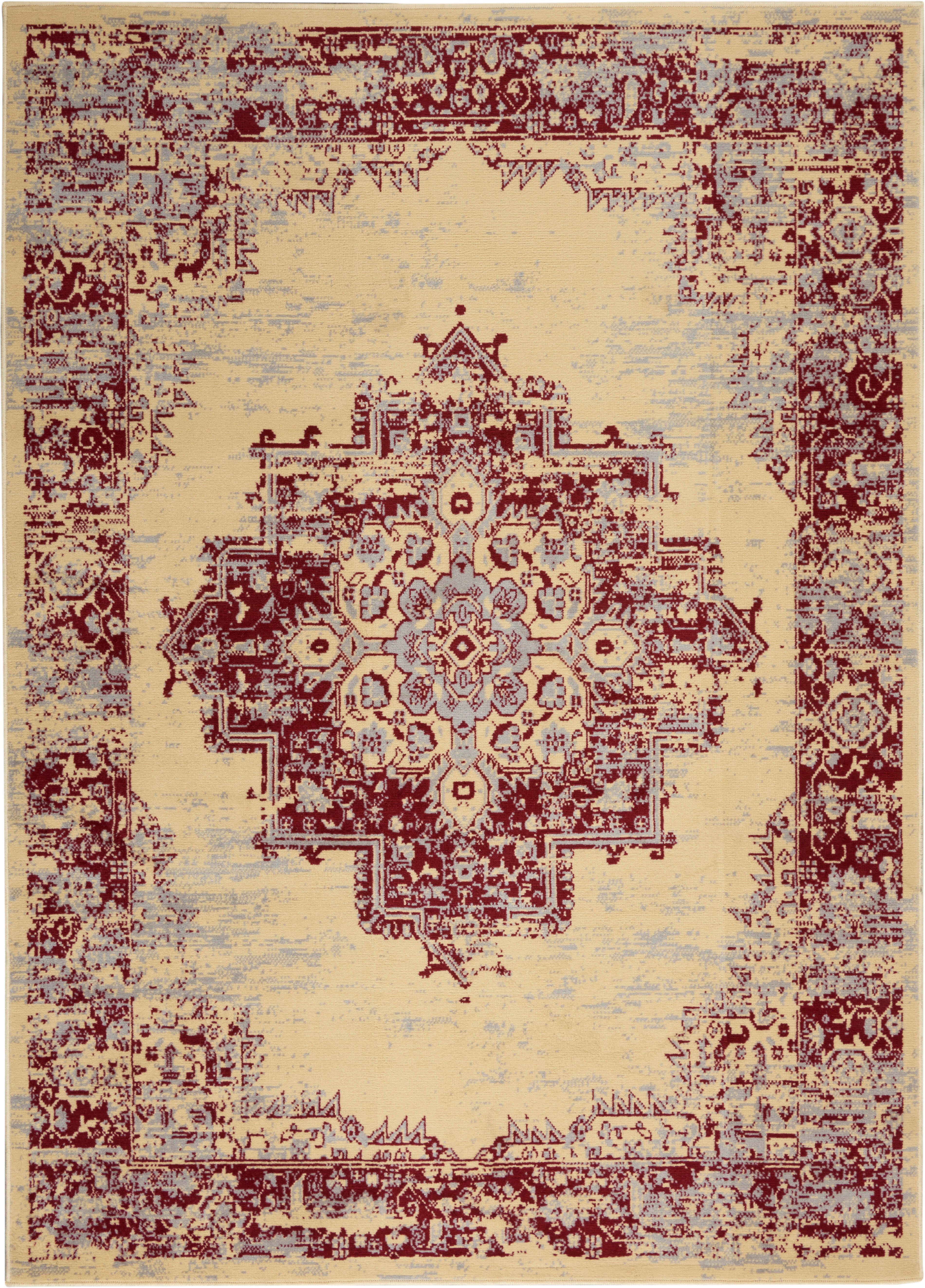 Nourison Home Nourison Grafix 5'3" x 7'3" Cream/Red Vintage Indoor Rug, Cream/Red, large