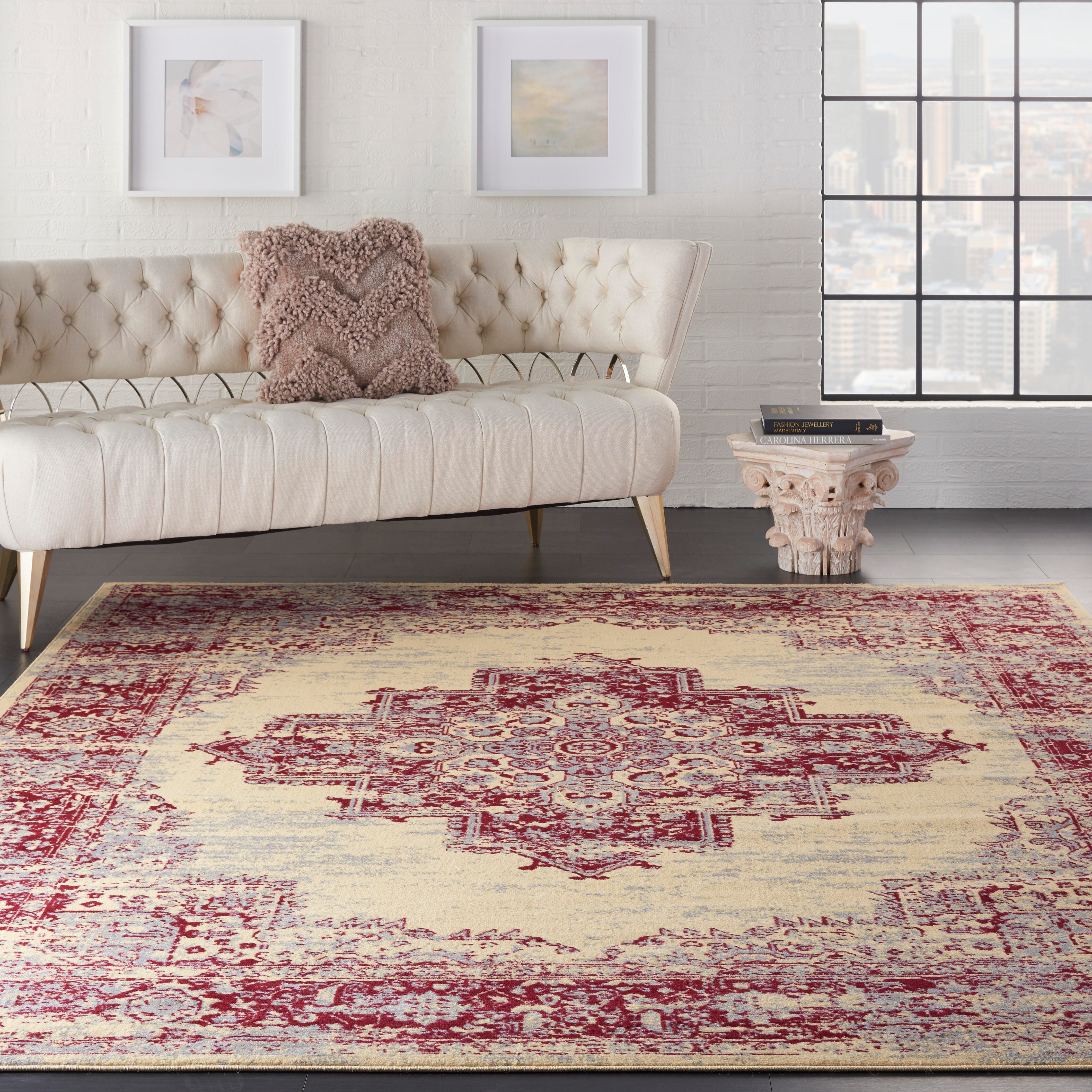 Nourison Home Nourison Grafix 7' x 10' Cream/Red Vintage Indoor Rug, Cream/Red, rollover