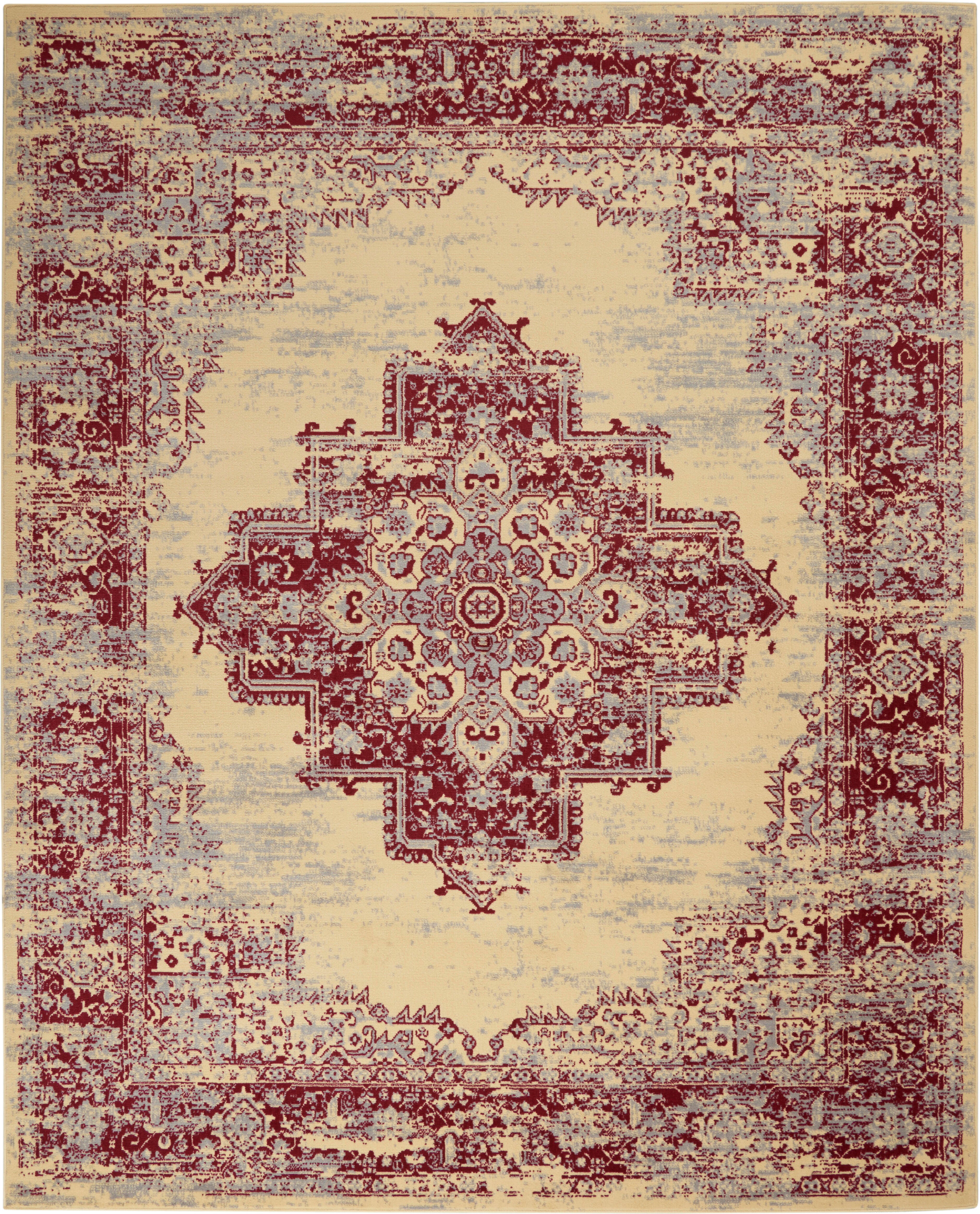 Nourison Home Nourison Grafix 7' x 10' Cream/Red Vintage Indoor Rug, Cream/Red, large