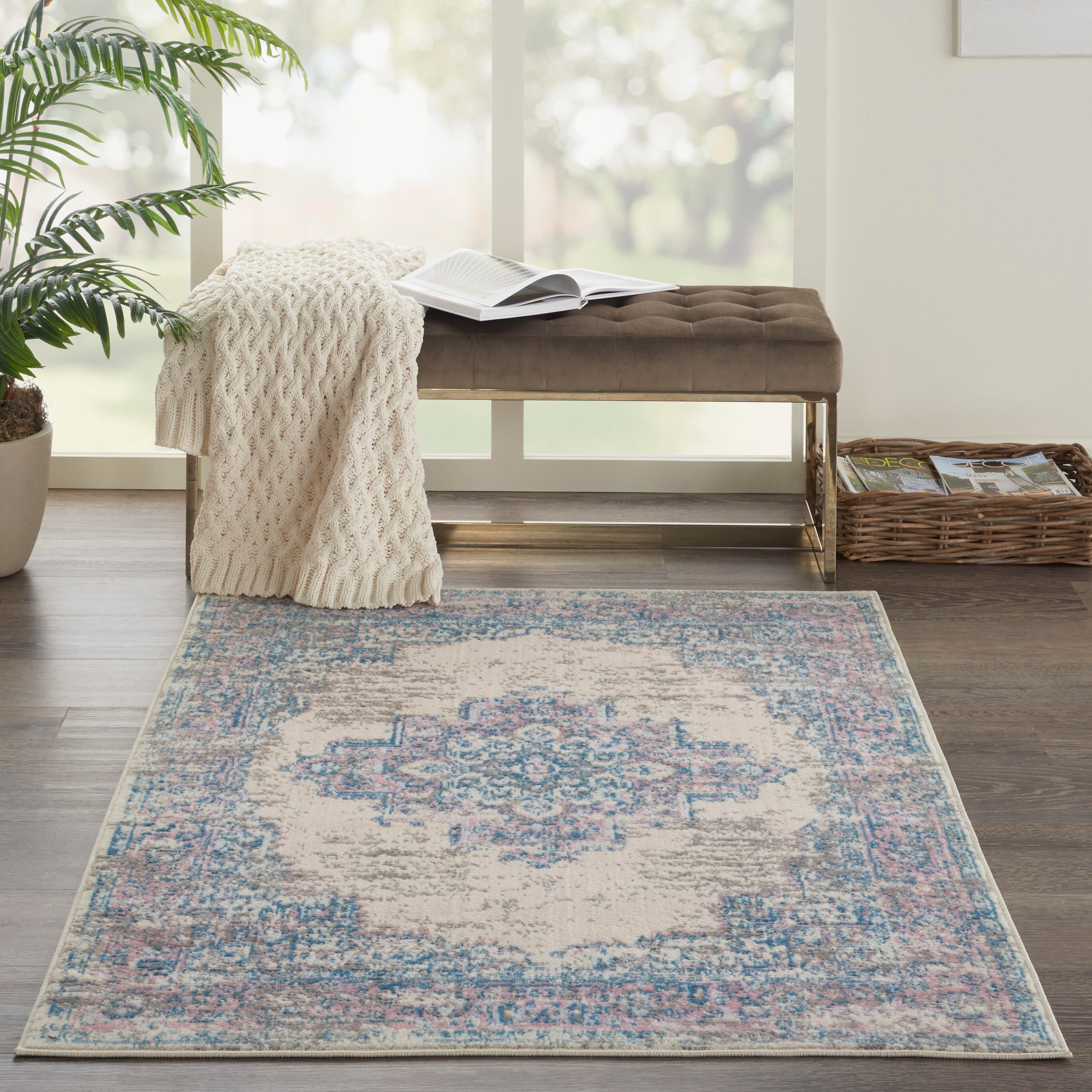 Nourison Home Nourison Grafix 3' x 5' Ivory/Pink Vintage Indoor Rug, Ivory/Pink, rollover
