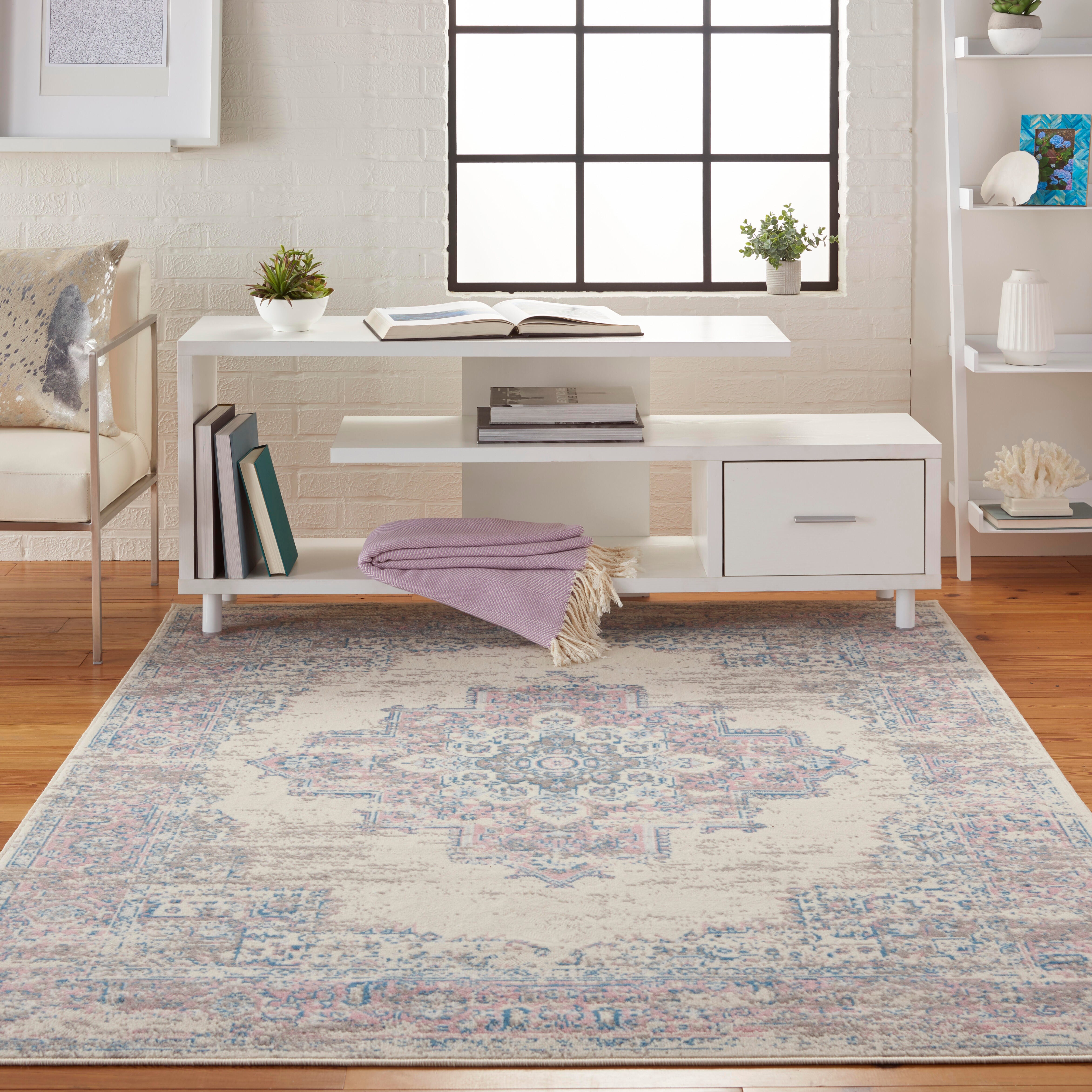 Nourison Home Nourison Grafix 6' x 9' Ivory/Pink Vintage Indoor Rug, Ivory/Pink, rollover