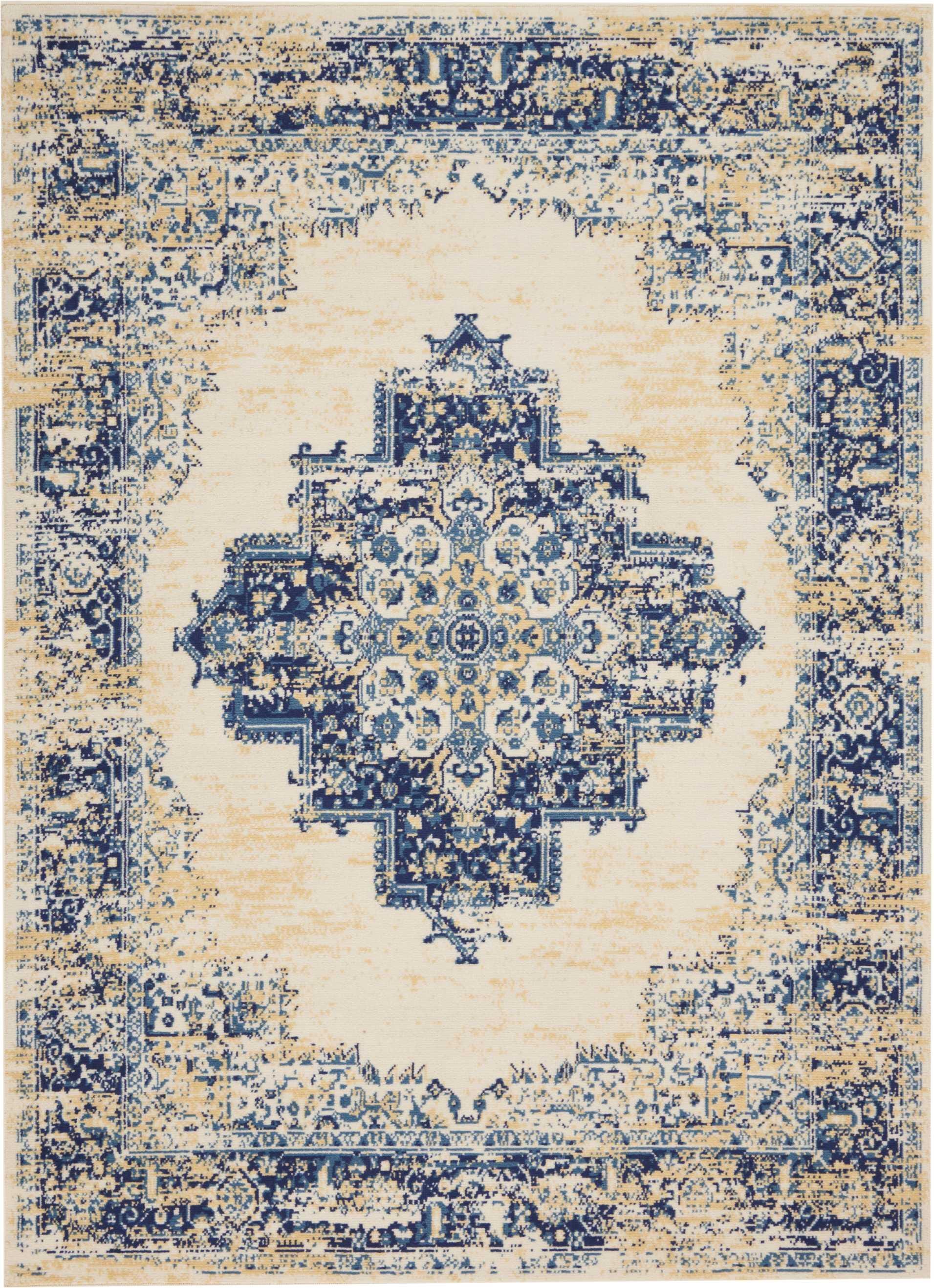Nourison Home Nourison Grafix 5'3" x 7'3" White Vintage Indoor Rug, White, large