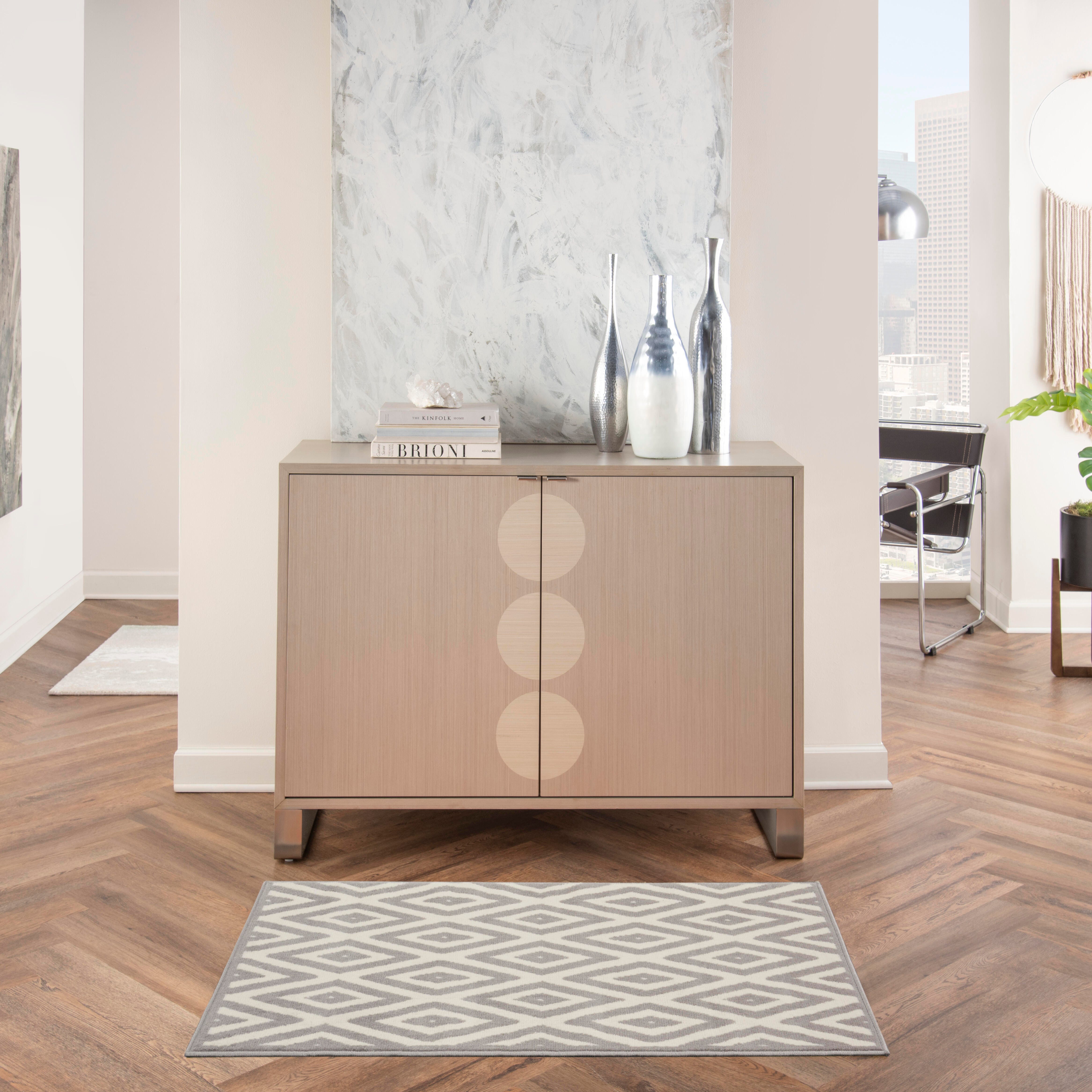Nourison Home Nourison Grafix 2' x 4' White/Grey Mid-Century Modern Indoor Rug, White/Gray, rollover