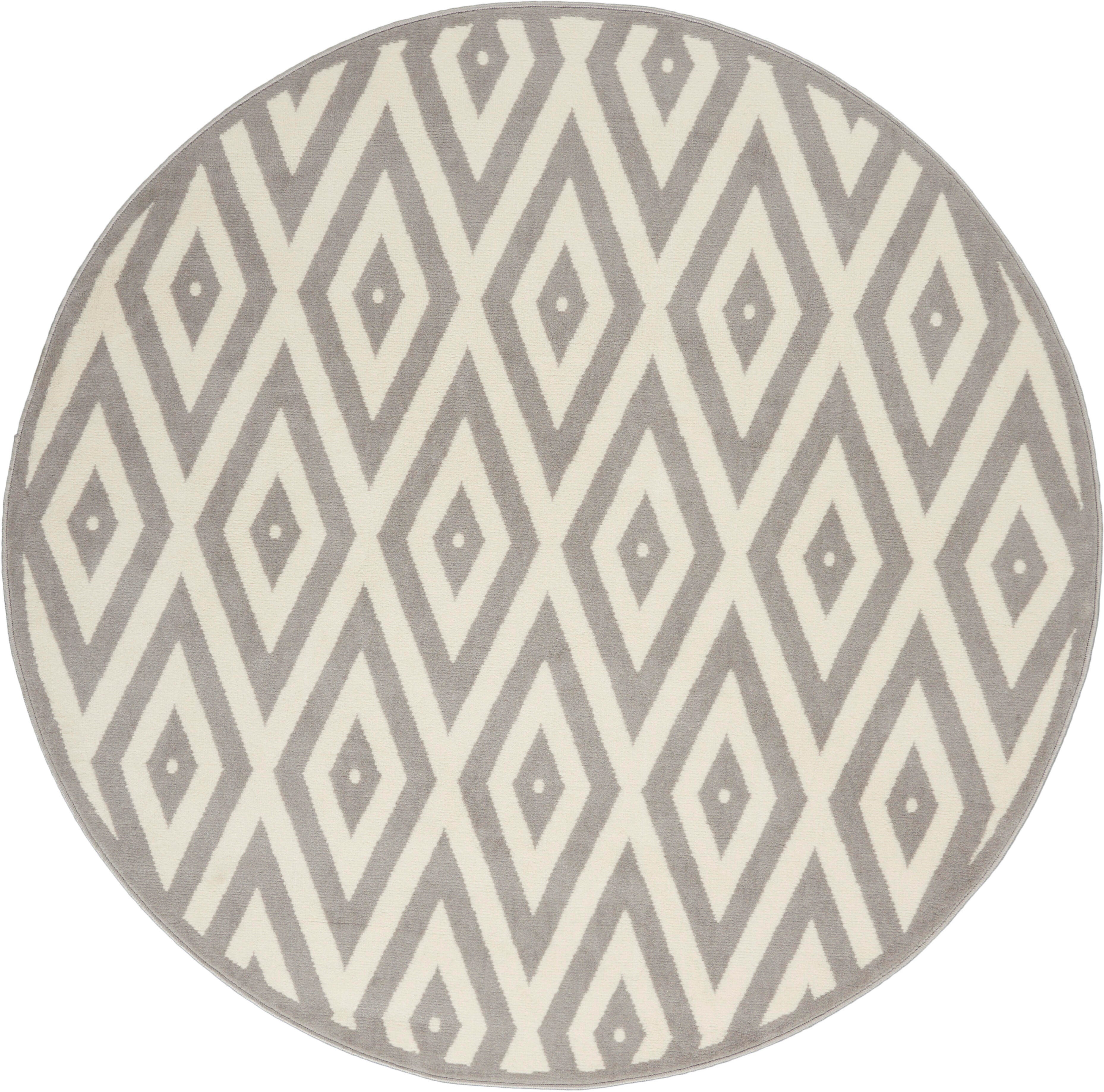Nourison Home Nourison Grafix 5'3" x ROUND White/Grey Mid-Century Modern Indoor Rug, White/Gray, large