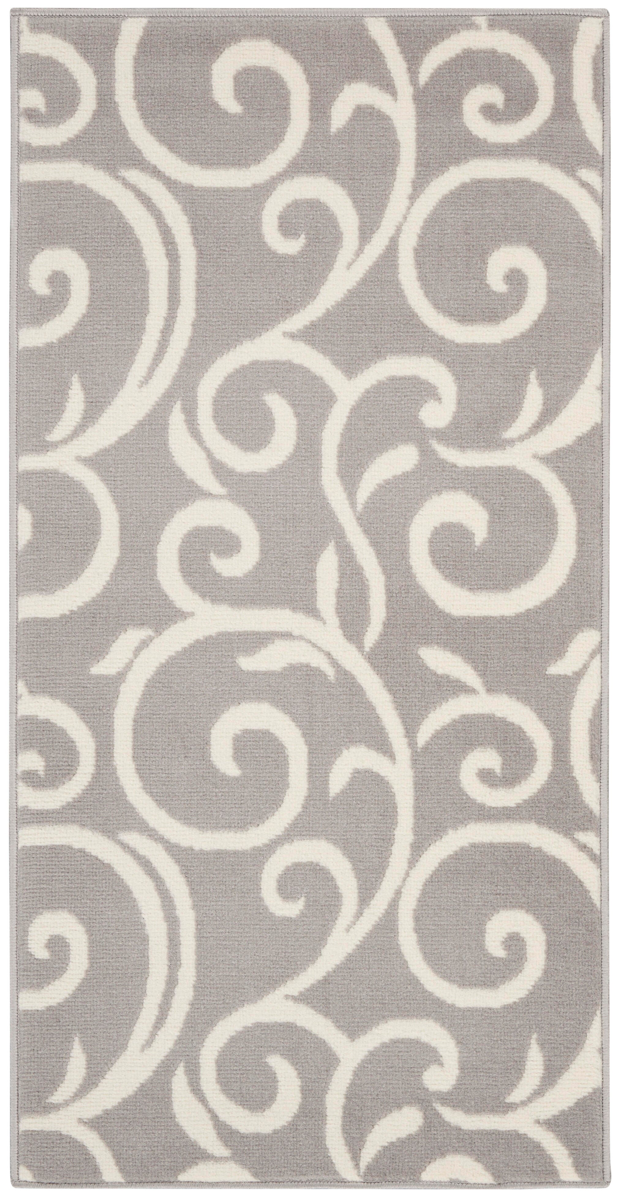 Nourison Nourison Grafix 2' x 4' Grey Contemporary Indoor Rug, Gray, large