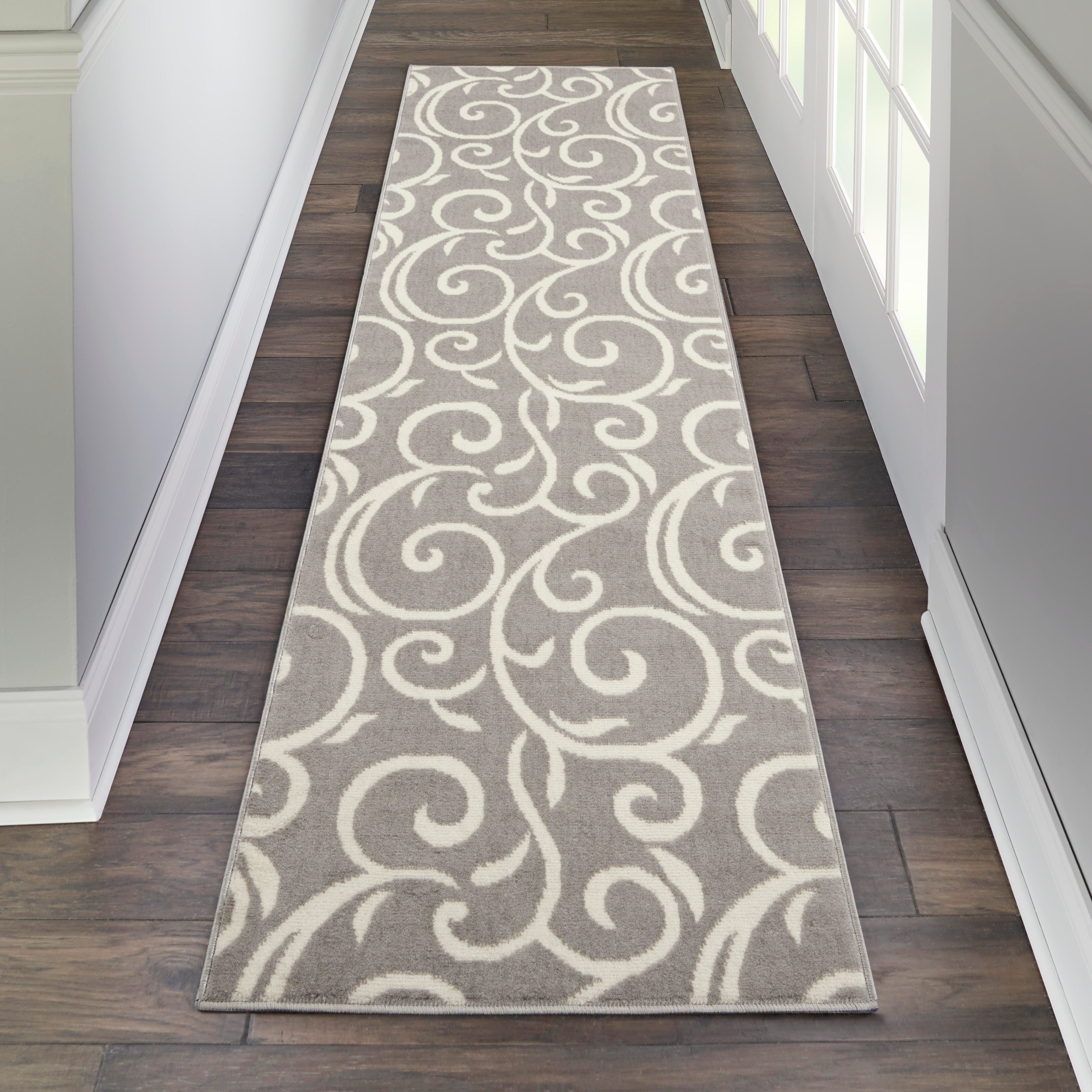 Nourison Nourison Grafix 2'3" x 7'6" Grey Contemporary Indoor Rug, Gray, rollover