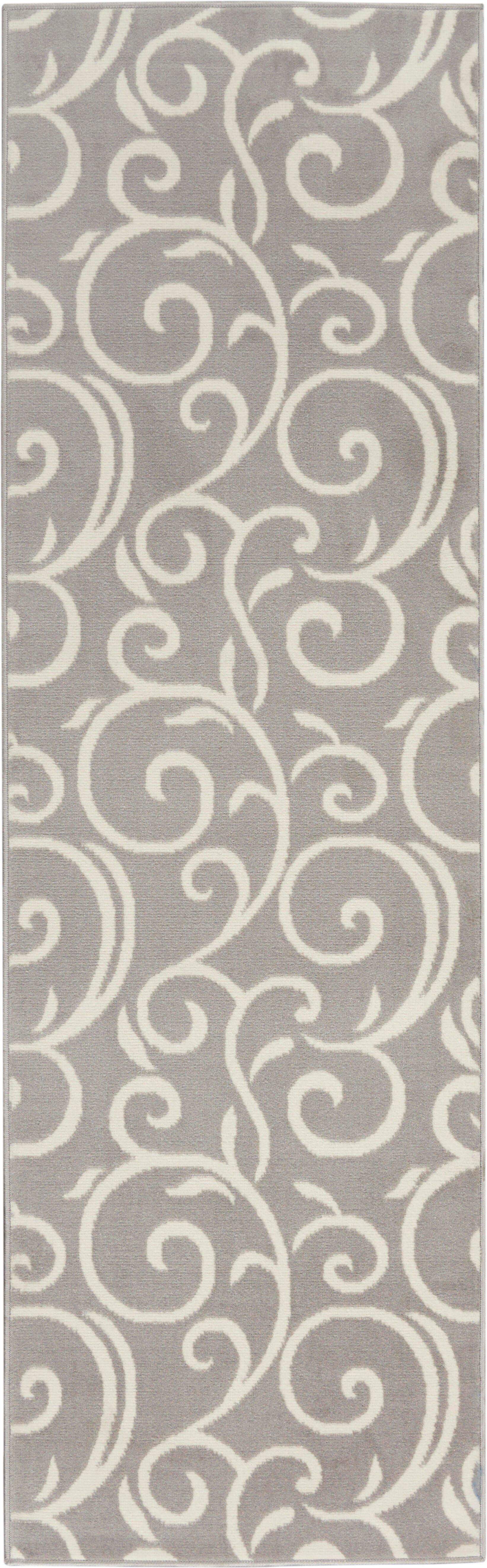Nourison Nourison Grafix 2'3" x 7'6" Grey Contemporary Indoor Rug, Gray, large