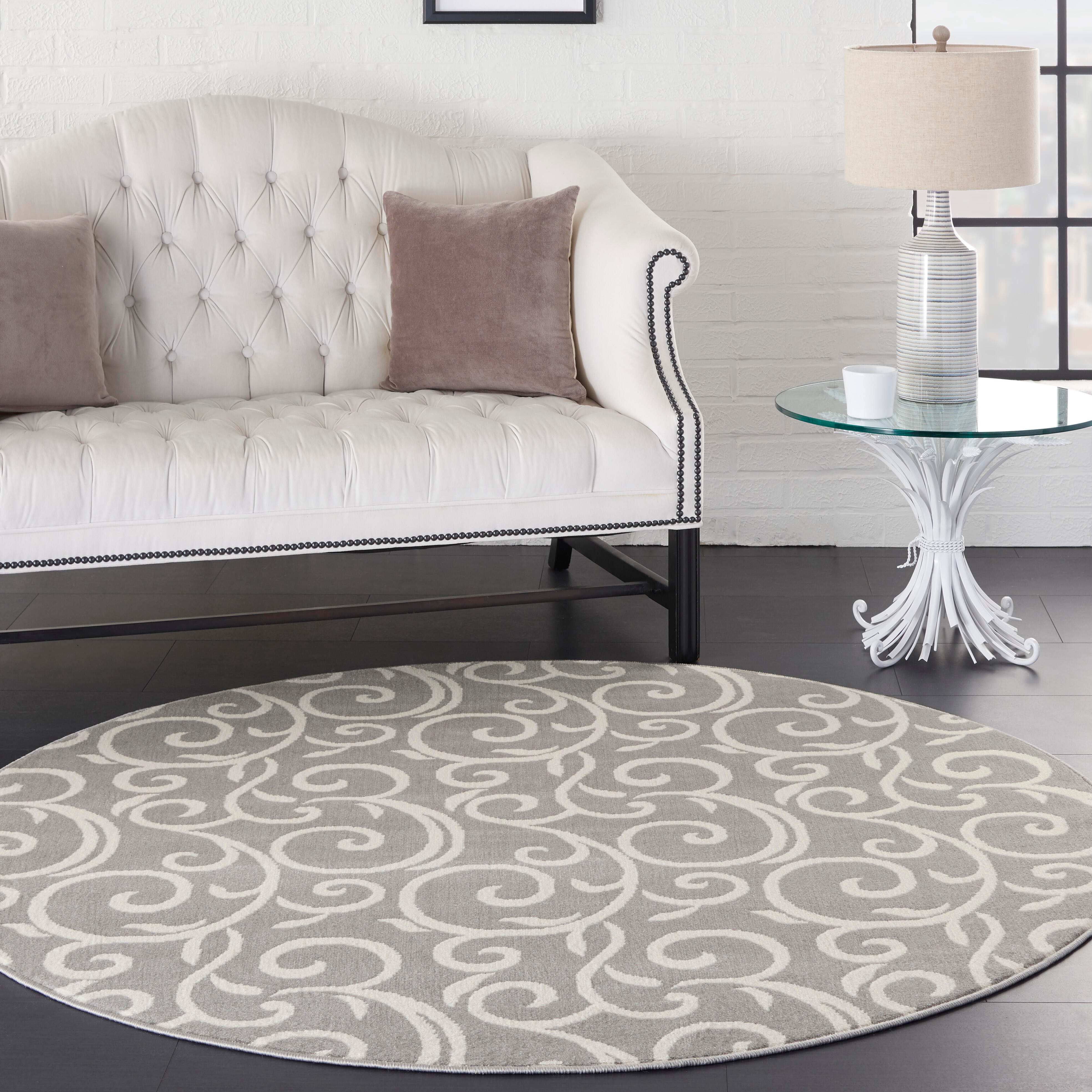 Nourison Nourison Grafix 5'3" x ROUND Grey Contemporary Indoor Rug, Gray, rollover
