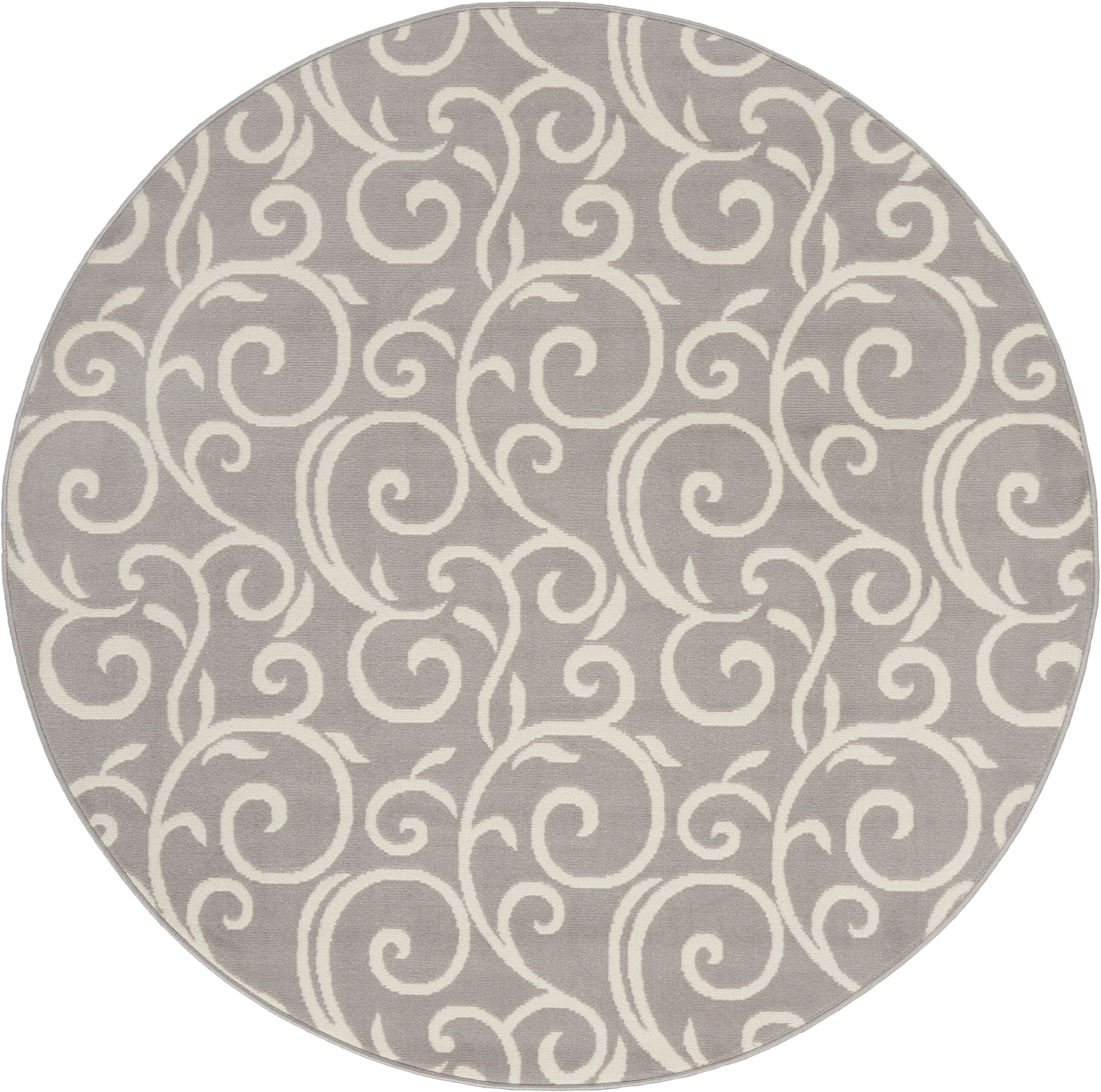 Nourison Nourison Grafix 5'3" x ROUND Grey Contemporary Indoor Rug, Gray, large