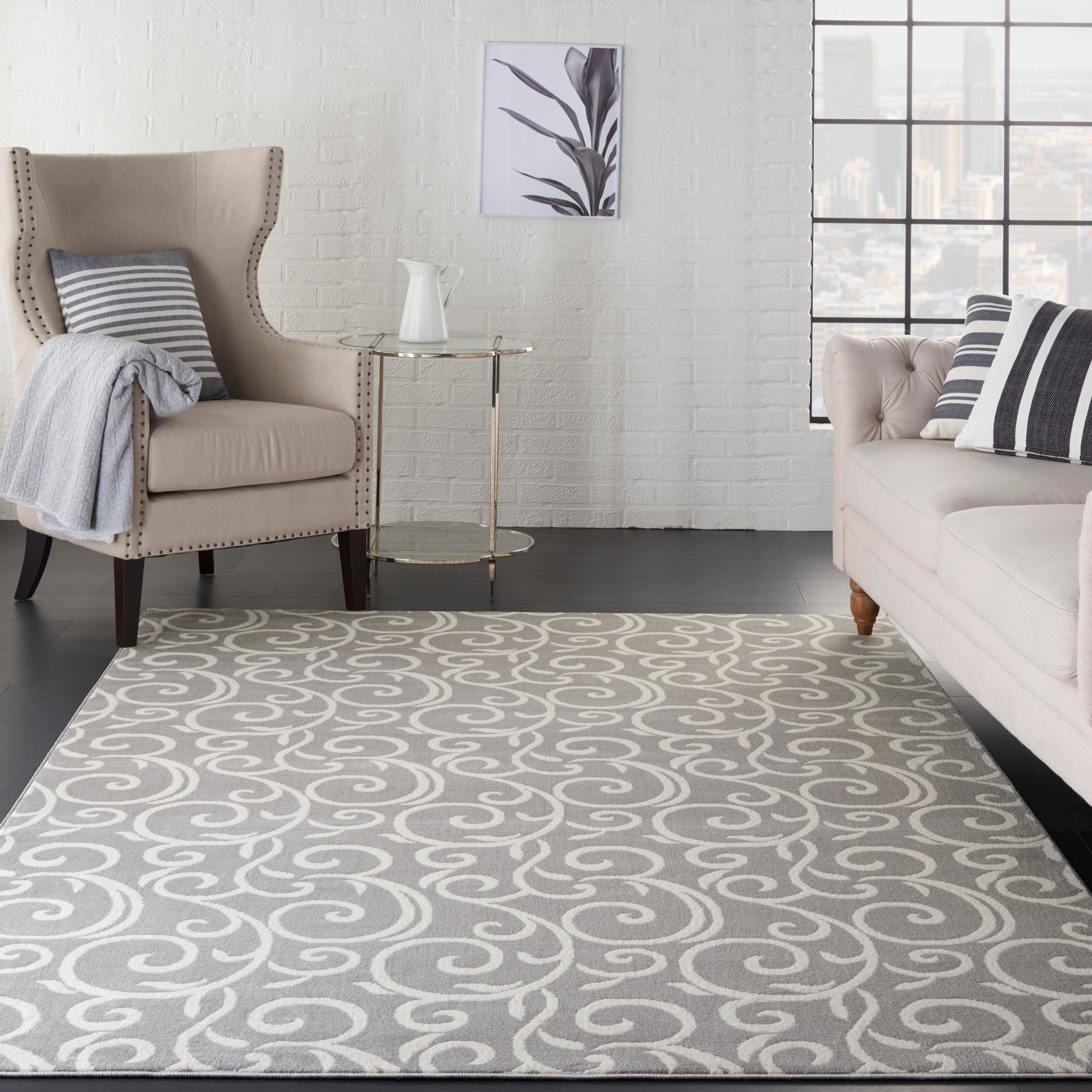 Nourison Nourison Grafix 6' x 9' Grey Contemporary Indoor Rug, Gray, rollover