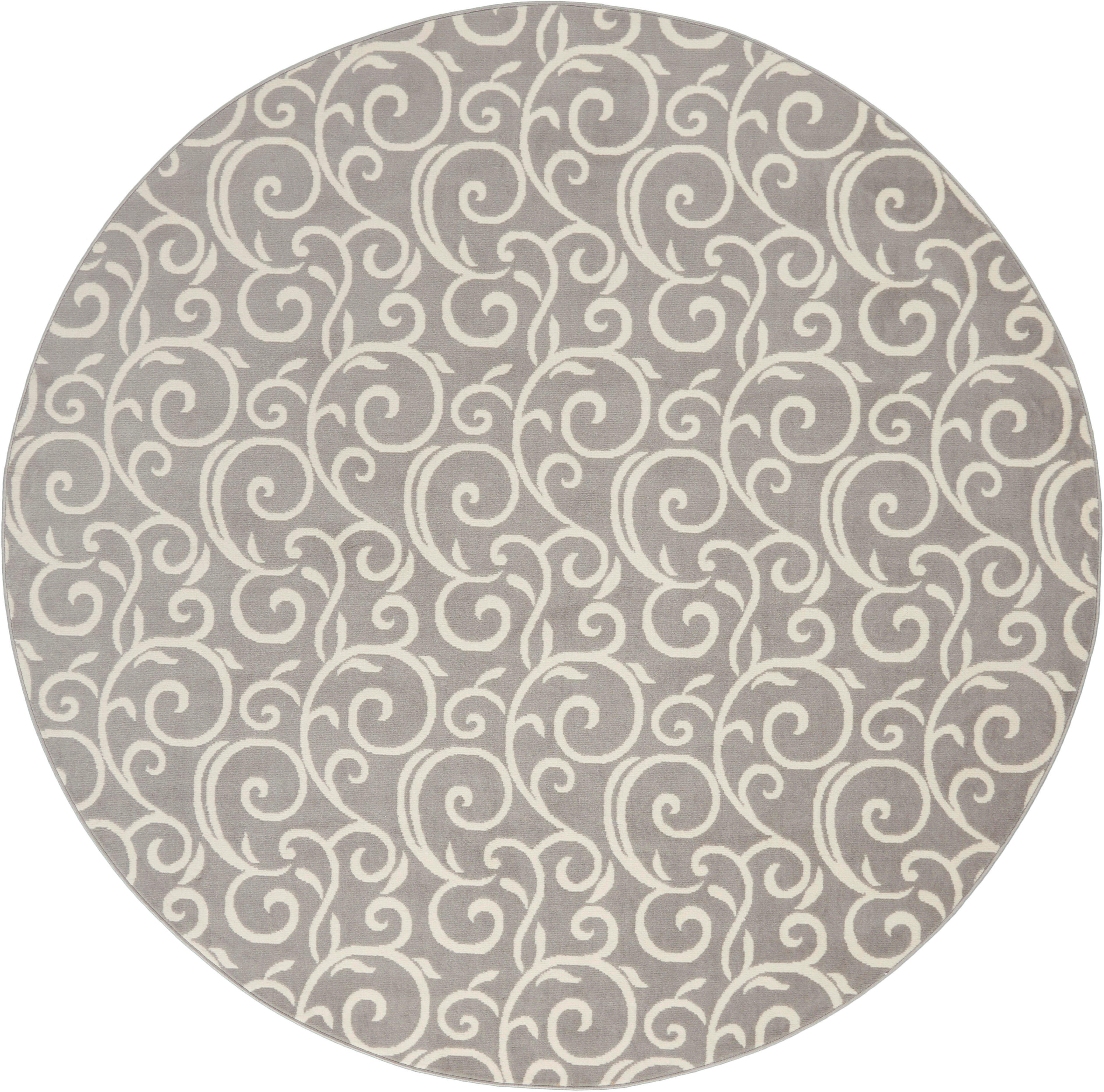 Nourison Nourison Grafix 8' x ROUND Grey Contemporary Indoor Rug, Gray, large