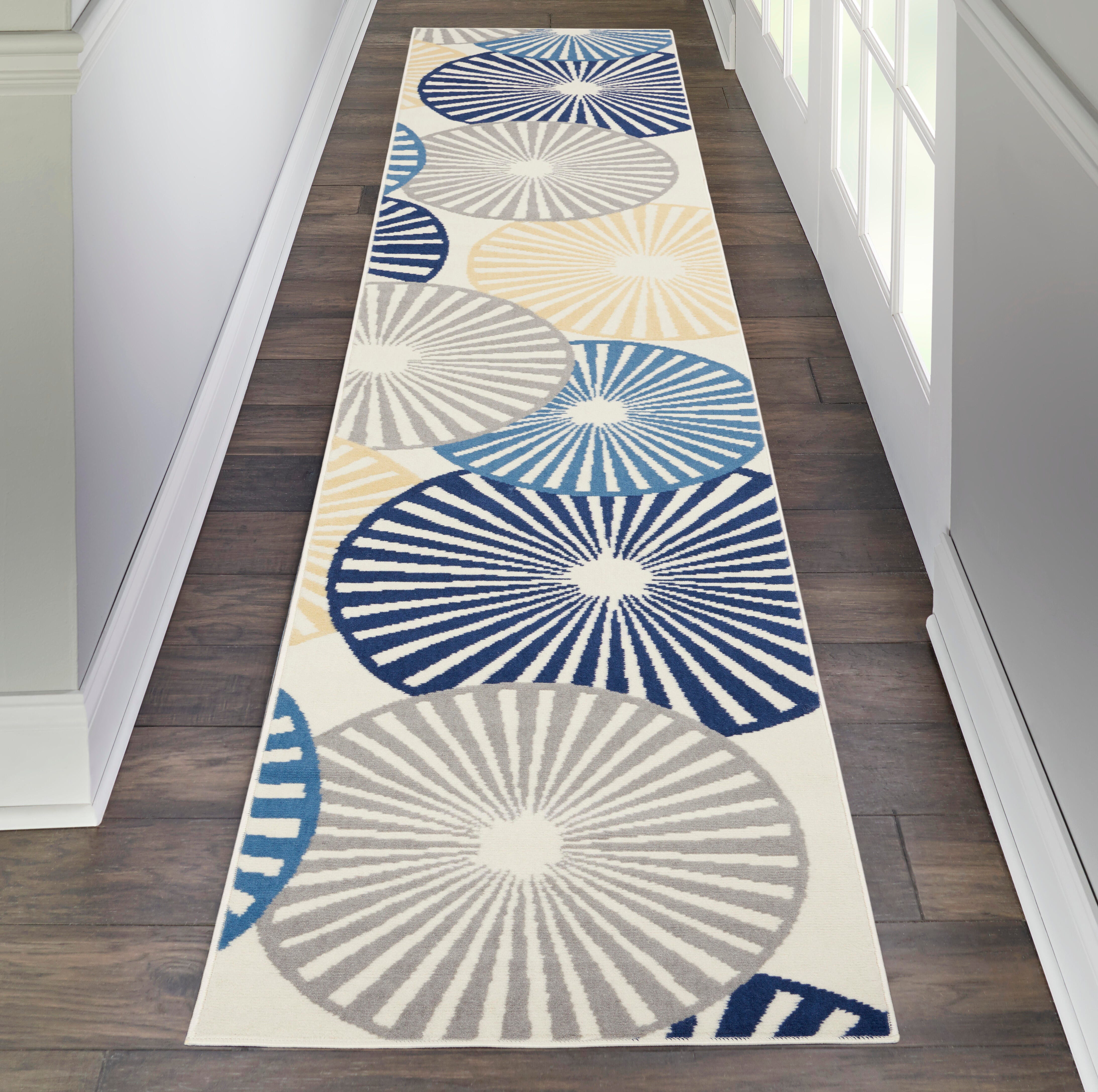 Nourison Home Nourison Grafix 2'3" x 10' White Contemporary Indoor Rug, , rollover