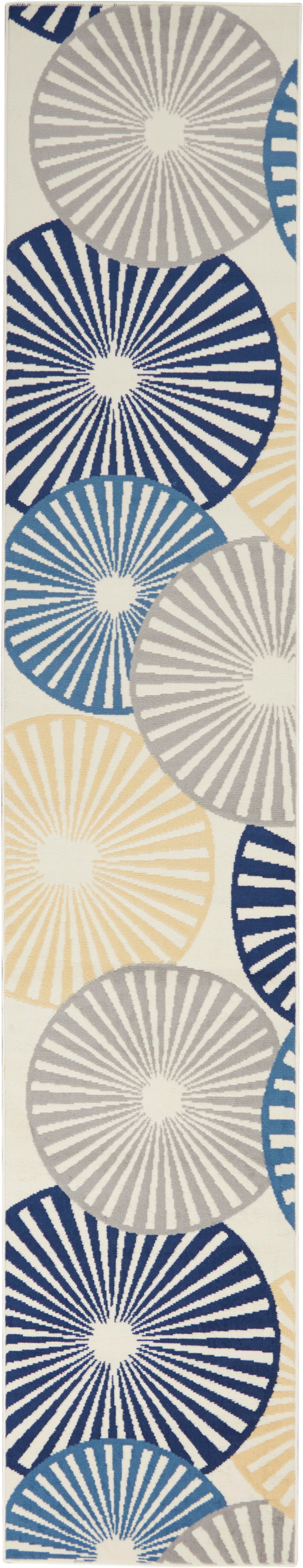 Nourison Home Nourison Grafix 2'3" x 10' White Contemporary Indoor Rug, , large