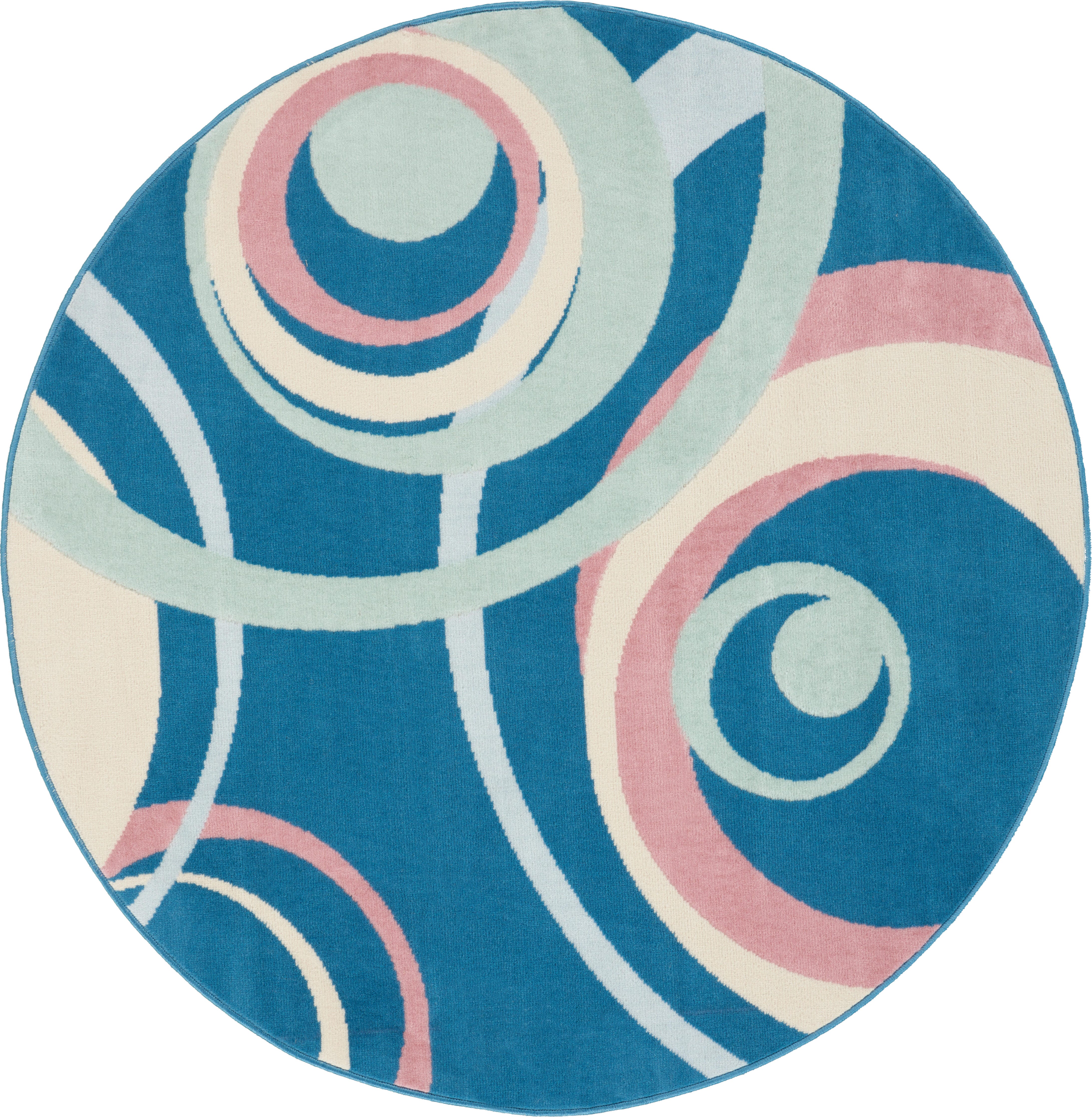 Nourison Home Nourison Grafix 5'3" x ROUND Blue Multi Colored Eclectic Indoor Rug, Blue/Multi, large