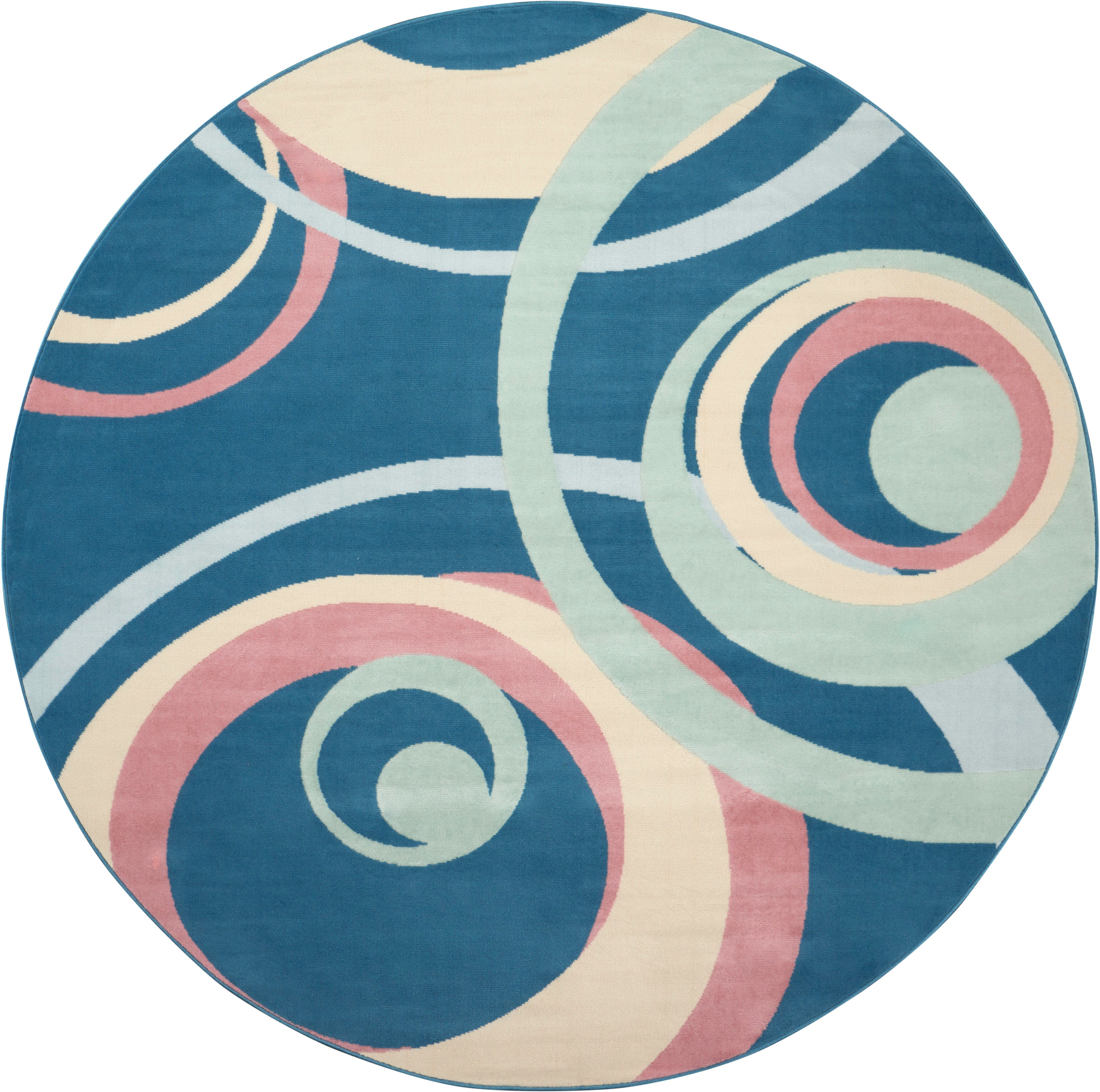 Nourison Home Nourison Grafix 8' x ROUND Blue Multi Colored Eclectic Indoor Rug, Blue/Multi, large