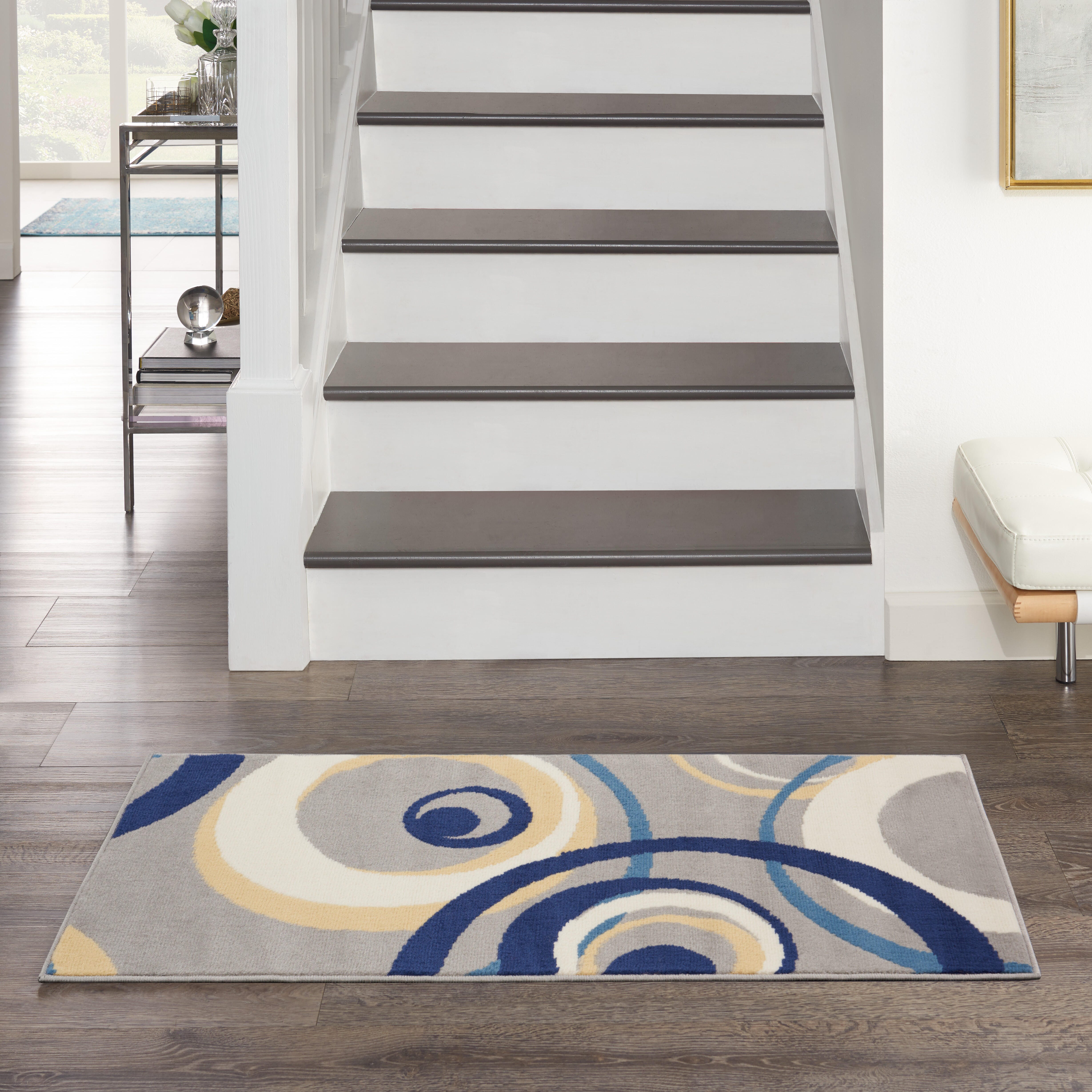 Nourison Home Nourison Grafix 2' x 4' Grey Mid-Century Modern Indoor Rug, Gray, rollover