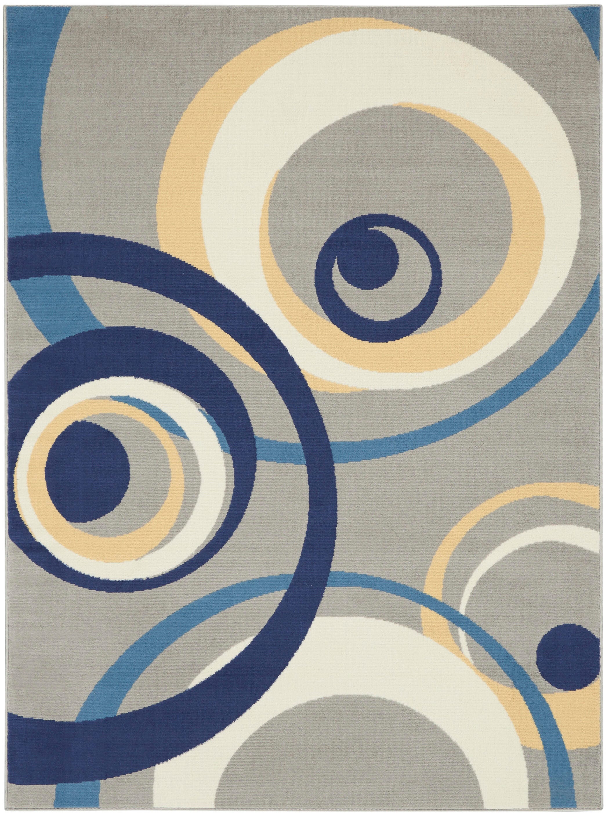 Nourison Home Nourison Grafix 5'3" x 7'3" Grey Mid-Century Modern Indoor Rug, Gray, large