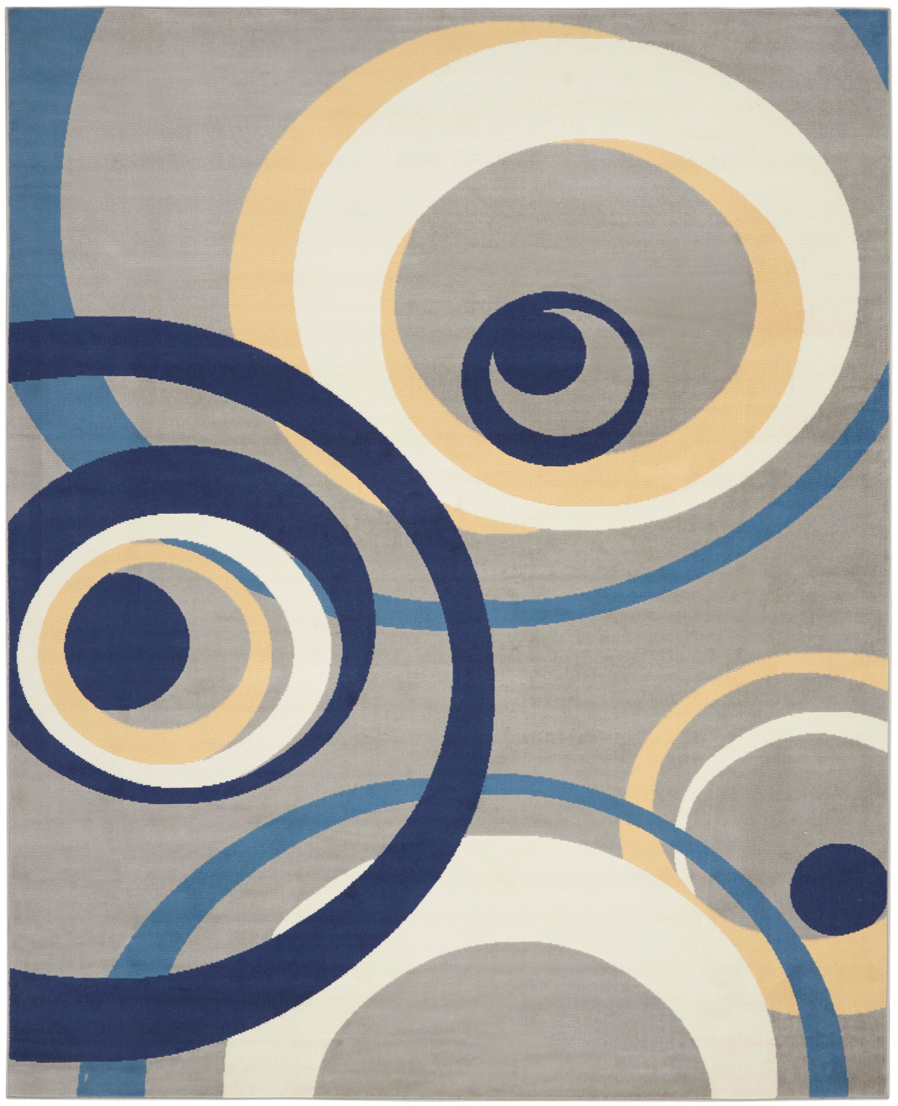 Nourison Home Nourison Grafix 7'10" x 9'10" Grey Mid-Century Modern Indoor Rug, Gray, large