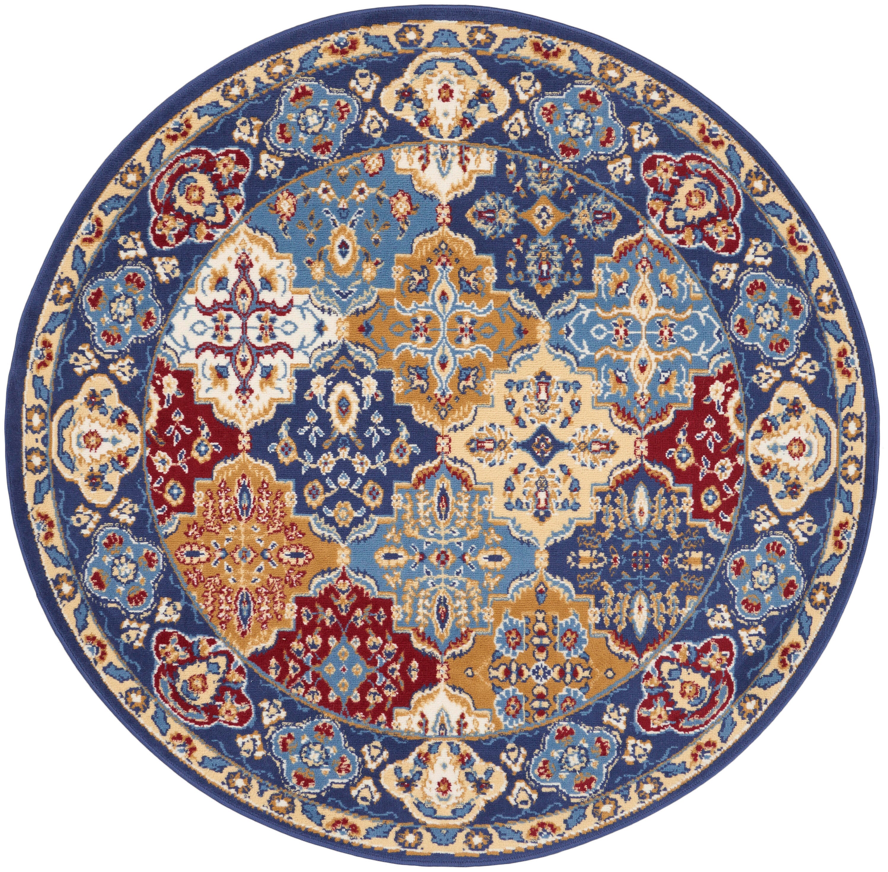 Nourison Home Nourison Grafix 5'3" x ROUND Multicolor Bohemian Indoor Rug, Multi, large